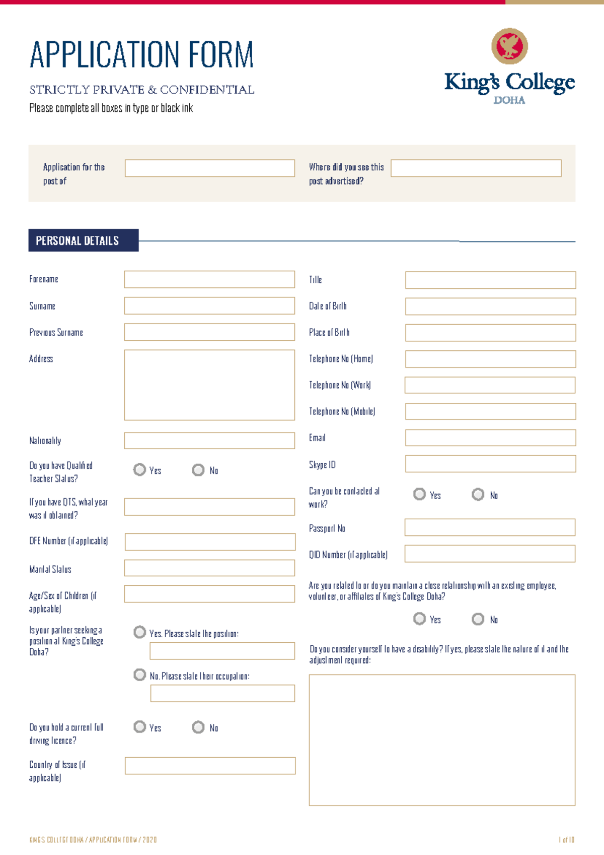KCD Application Formpdf - STRICTLY PRIVATE & CONFIDENTIAL Please ...