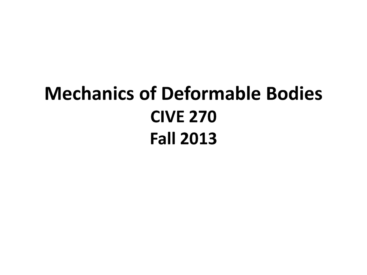 Mechanics Of Deformable Bodies - Lecture 21 - Mechanics Of Deformable ...