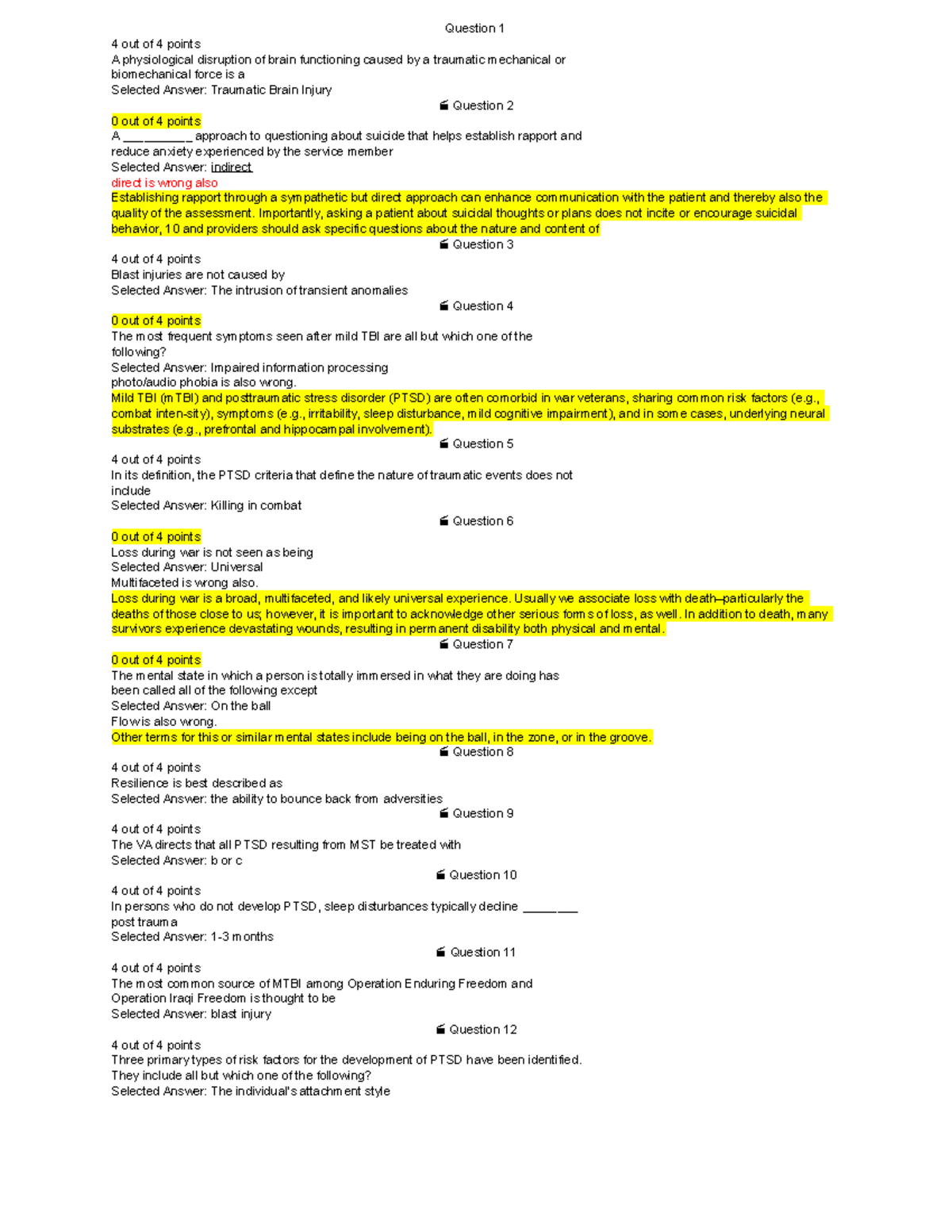 Quiz 4 MILT 675 DL - Quiz 4 MILT 675 DL - Question 1 4 out of 4 points ...