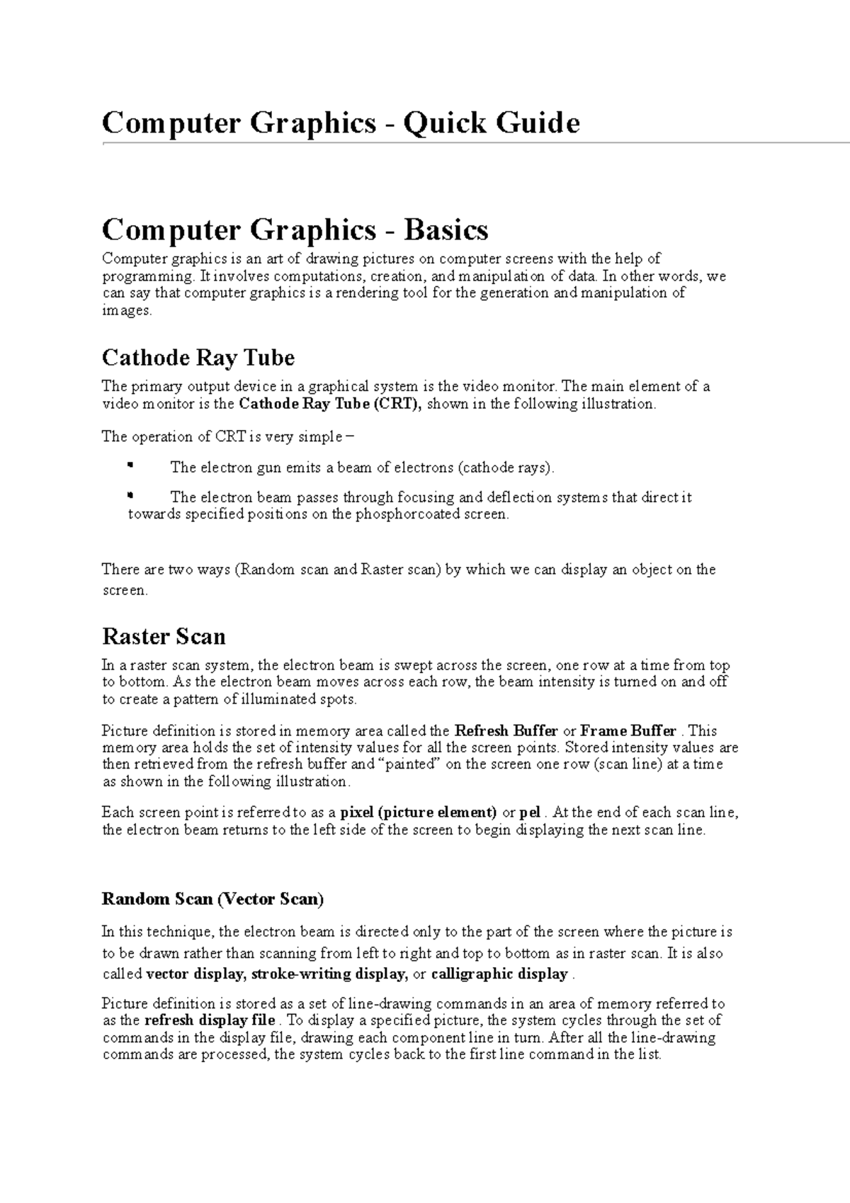12.Computer Graphics - Quick Guide - Computer Graphics - Quick Guide ...