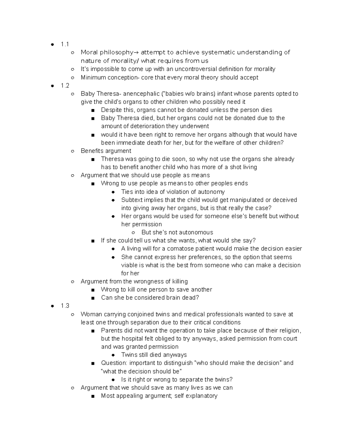 Notes on phil week 1 - Summary of a reading given for the first week of ...