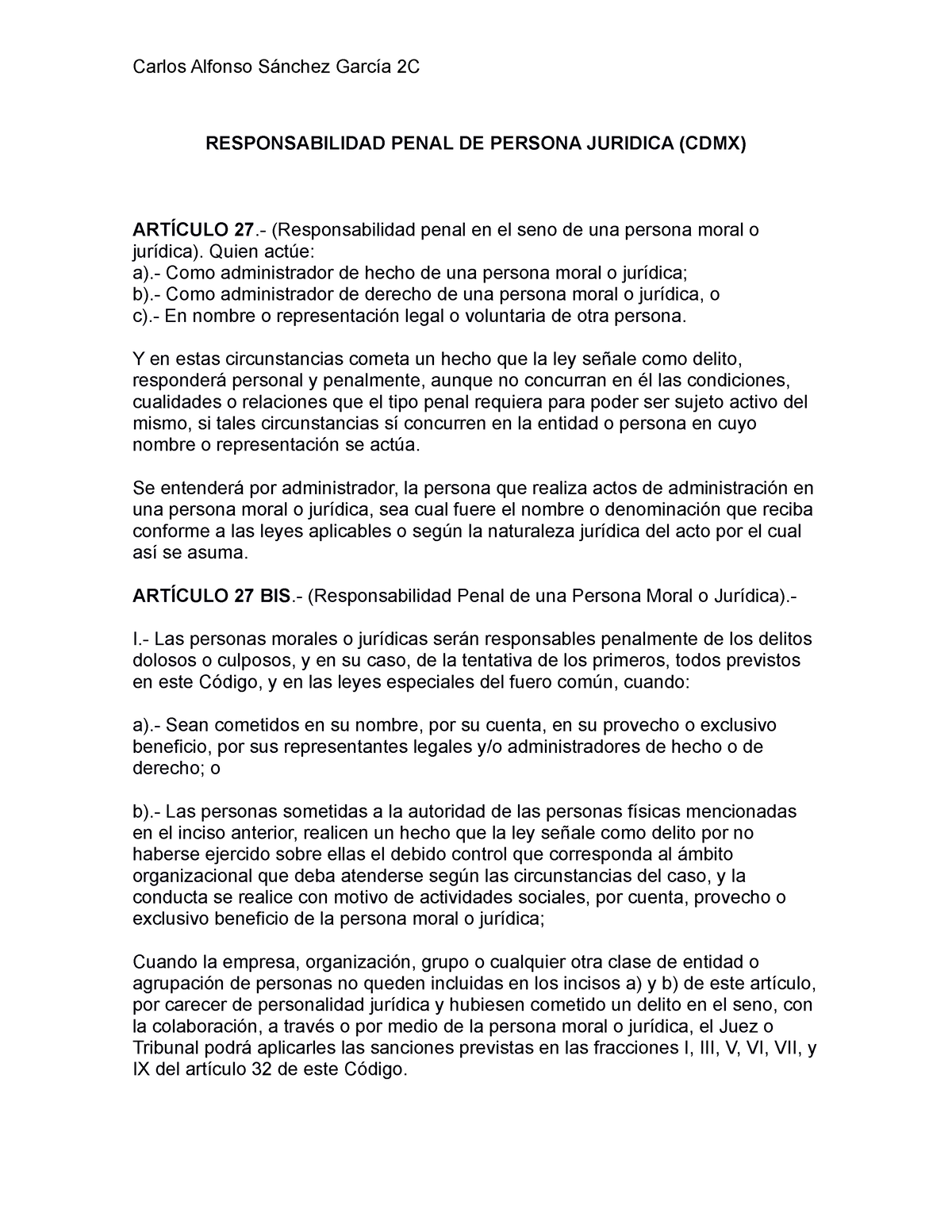 Responsabilidad De Personas Morales Responsabilidad Penal De Persona