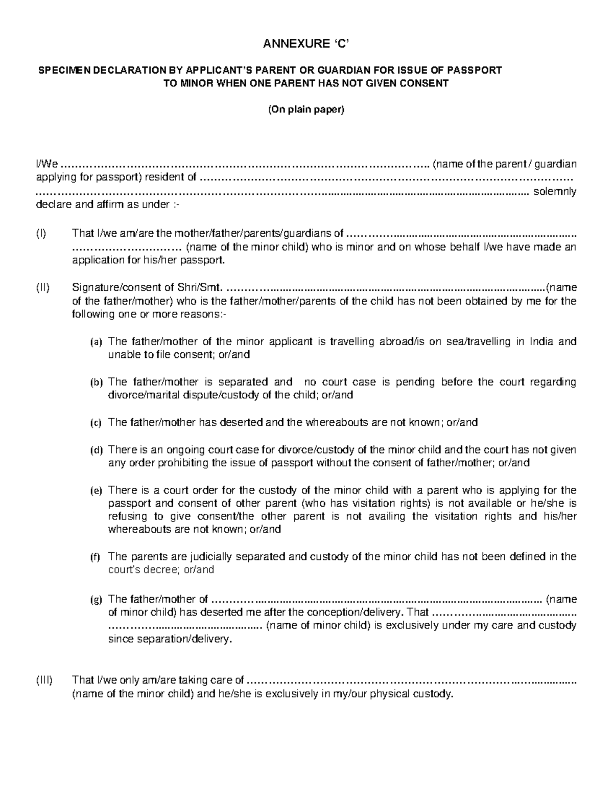 Annexure C - very useful - ANNEXURE ‘C’ SPECIMEN DECLARATION BY ...