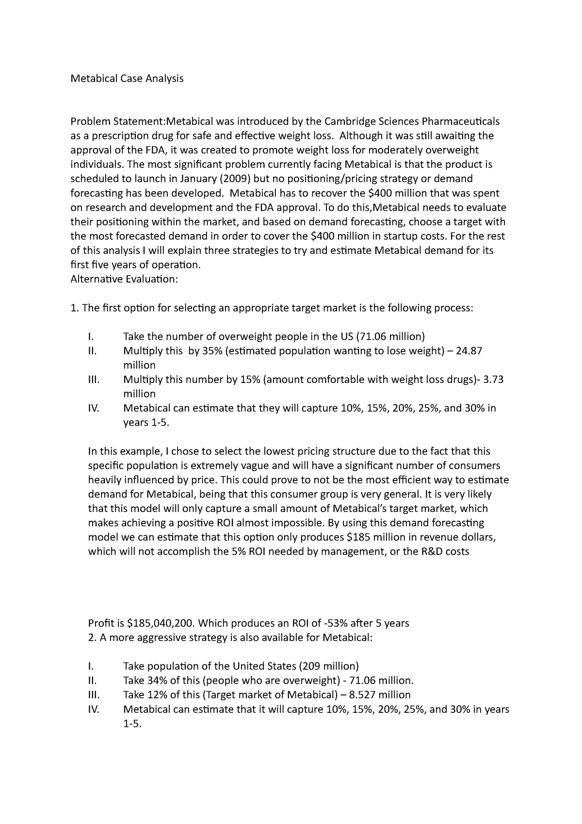 metabical case study solution pdf