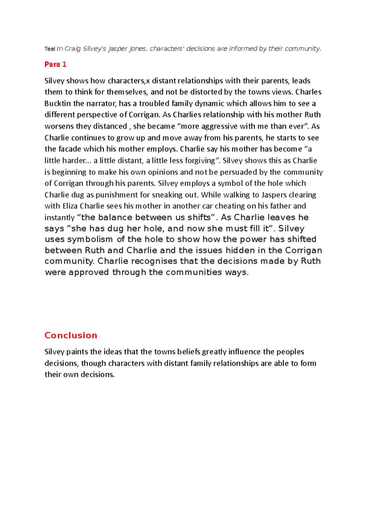 Jasper Jones Para Teel PARA Teel In Craig Silvey's Jasper Jones