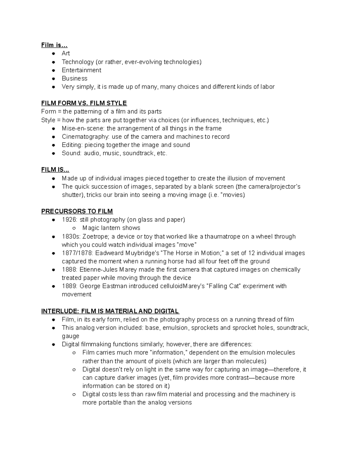 Film Form Notes - Film is... Art Technology (or rather, ever-evolving ...
