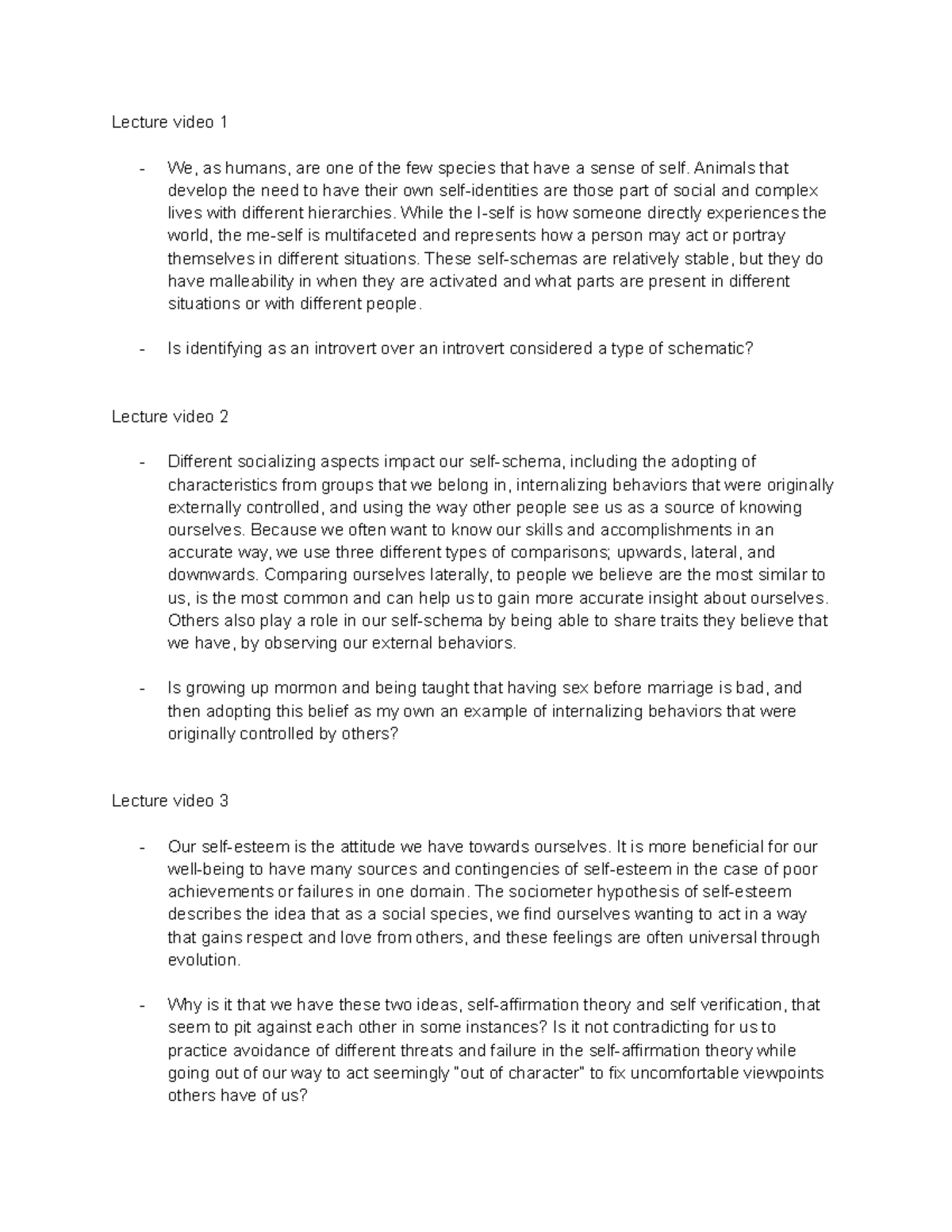 WSQ32 summary of lecture and required questions Lecture video 1 We