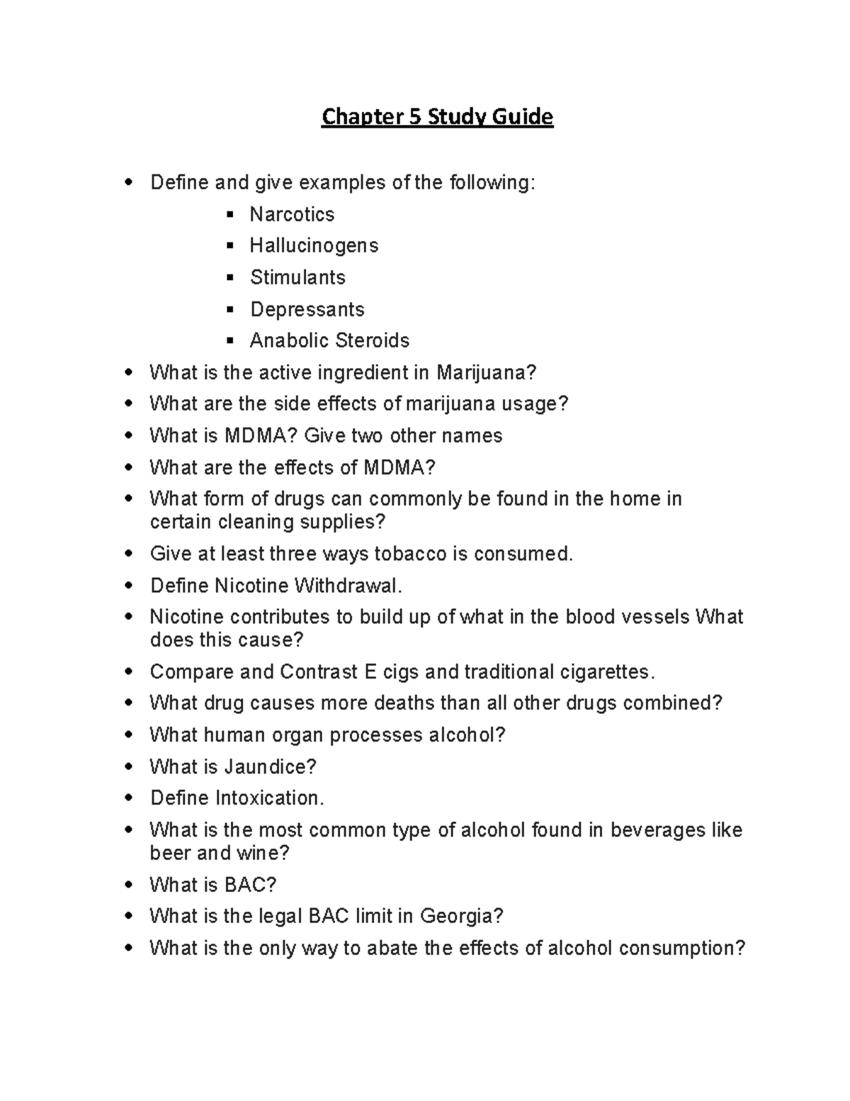 Chapter 5 Study Guide - Chapter 5 Study Guide Define and give examples ...