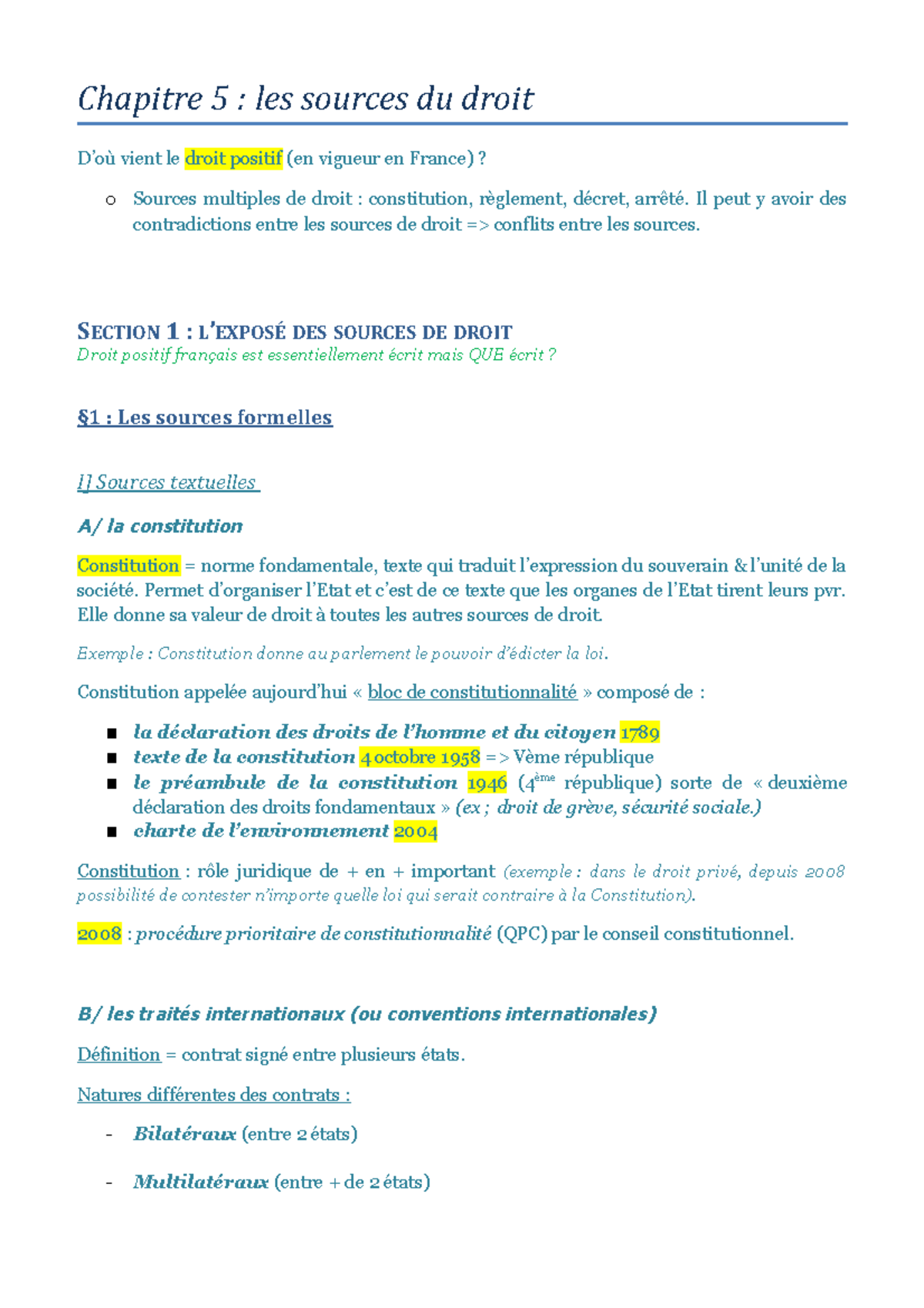 les sources du droit - Introduction historique au Droit - UBO - Studocu