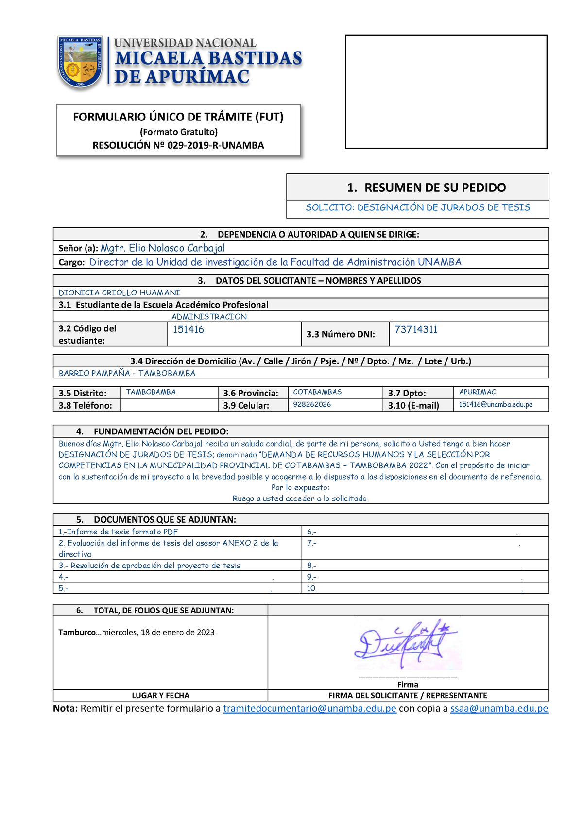 Solicito Designación DE Jurados DE Tesis - 1. RESUMEN DE SU PEDIDO ...