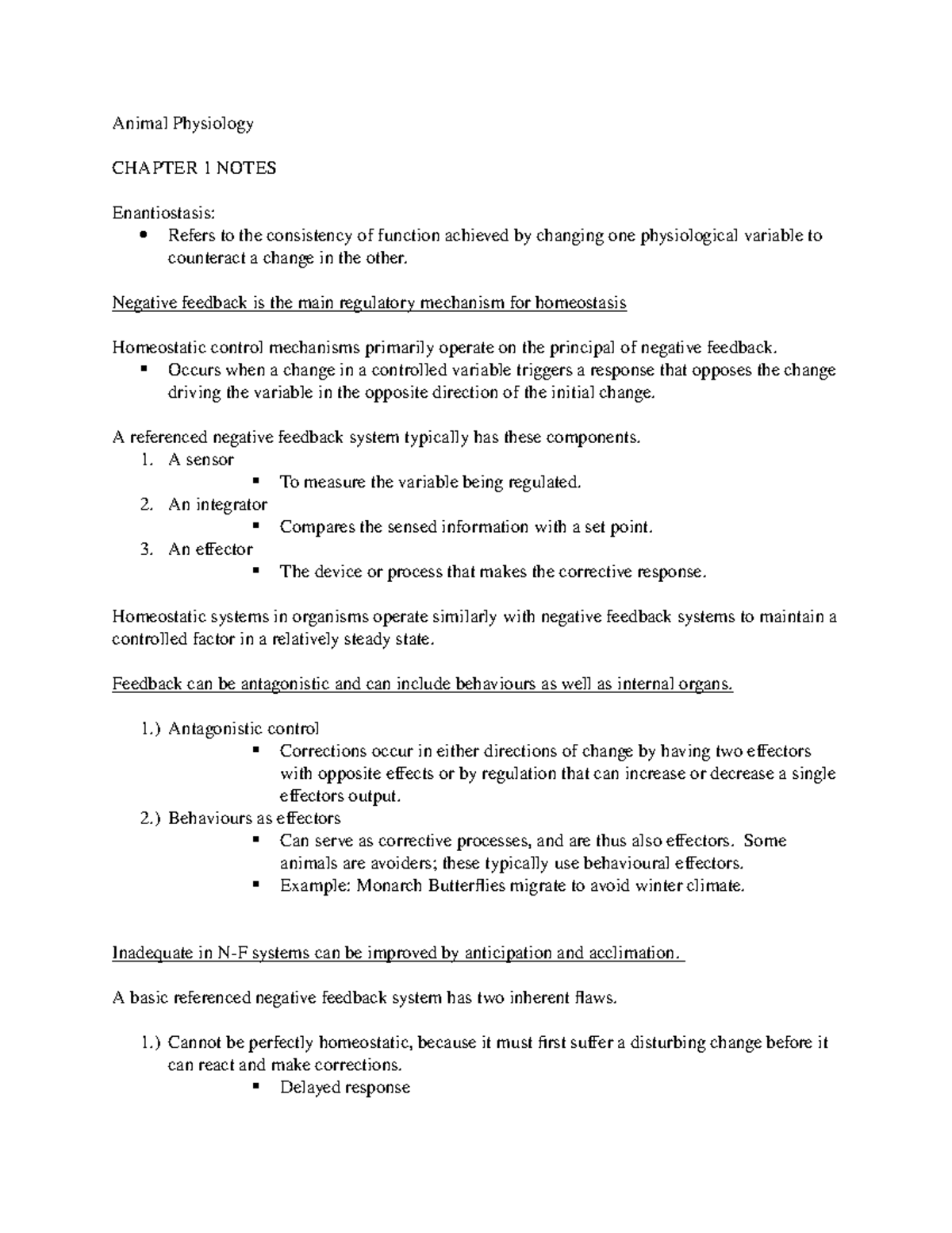 Animal Physiology first sem - Animal Physiology CHAPTER 1 NOTES ...