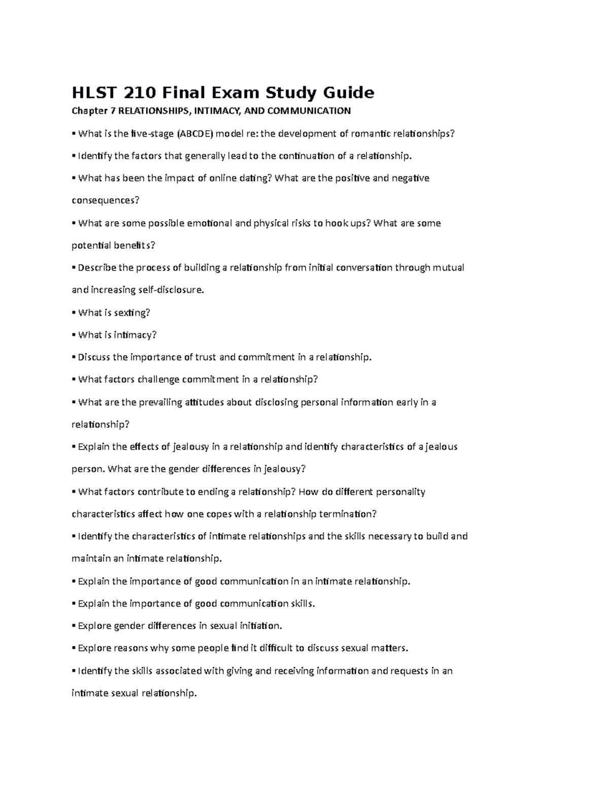 HLST 210 Final Exam Study Guide - HLST 210 Final Exam Study Guide ...