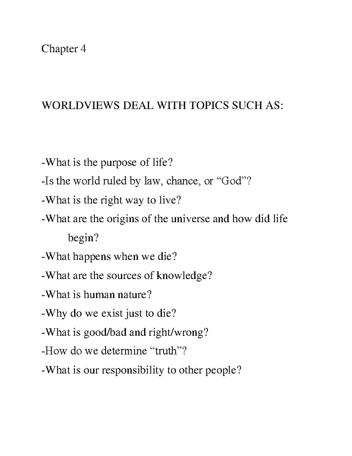 Notes ch 4 - Intercultural Communication - Chapter 4 WORLDVIEWS DEAL ...