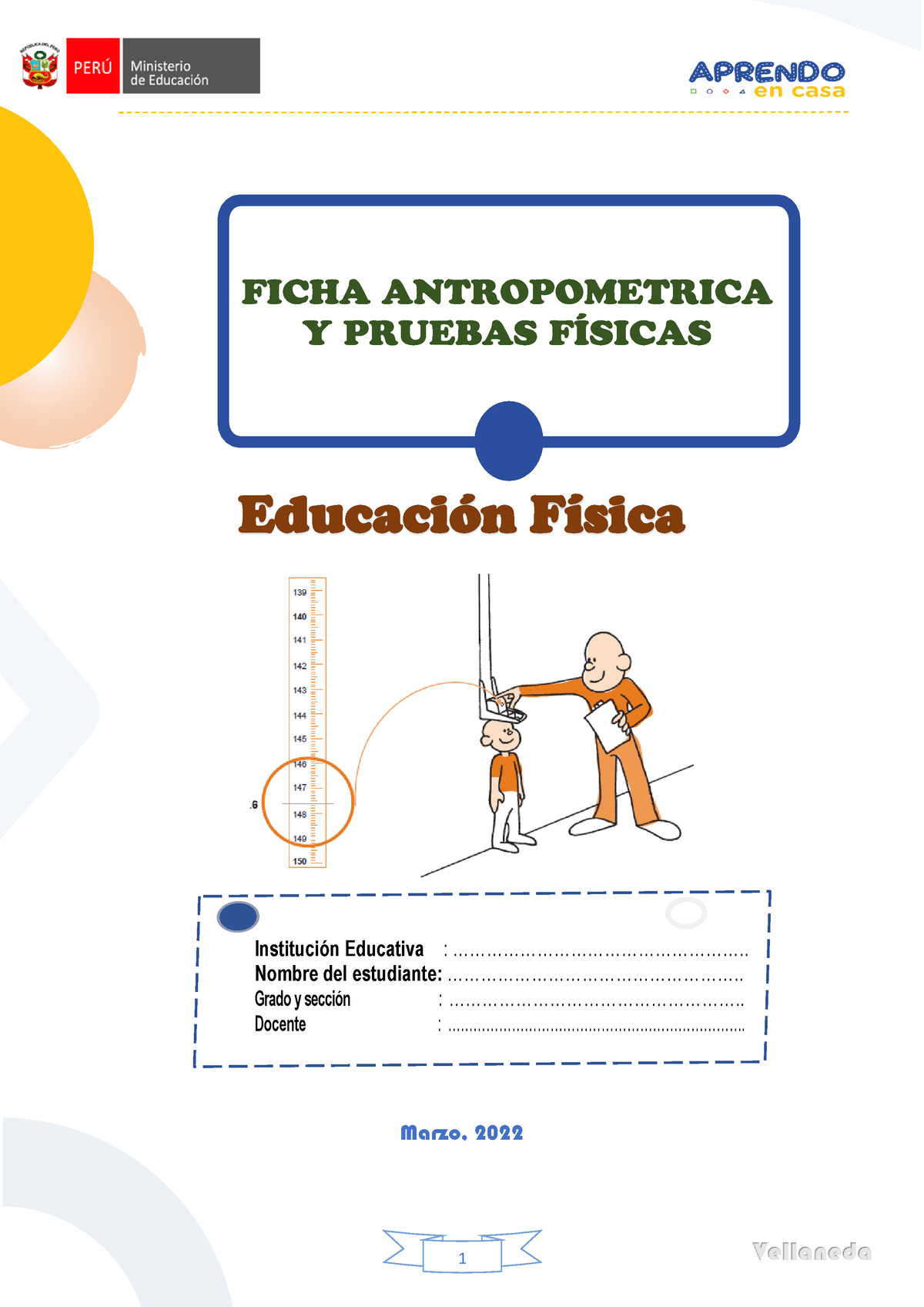 Ficha Antropométrica Y Pruebas Fisicas Para Practicas Marzo 2022 Educación Física Institución 8253