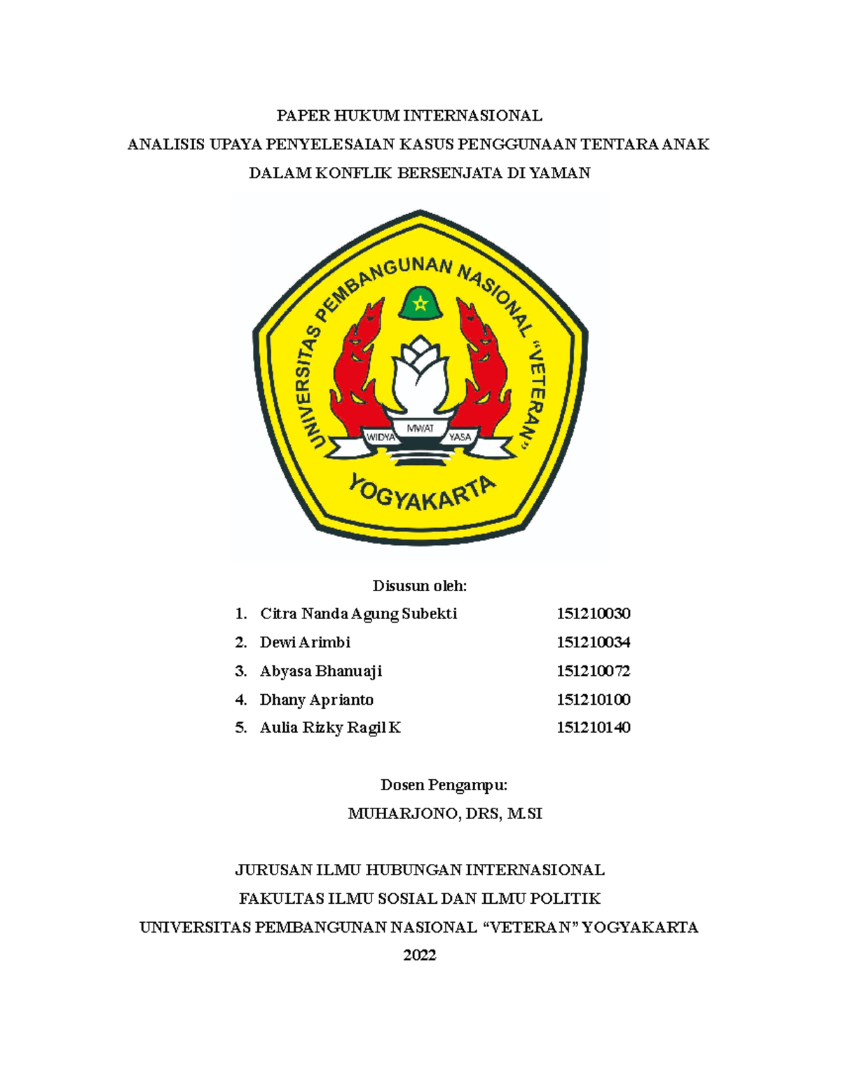 Paper Hukum Internasional Kel Paper Hukum Internasional Analisis