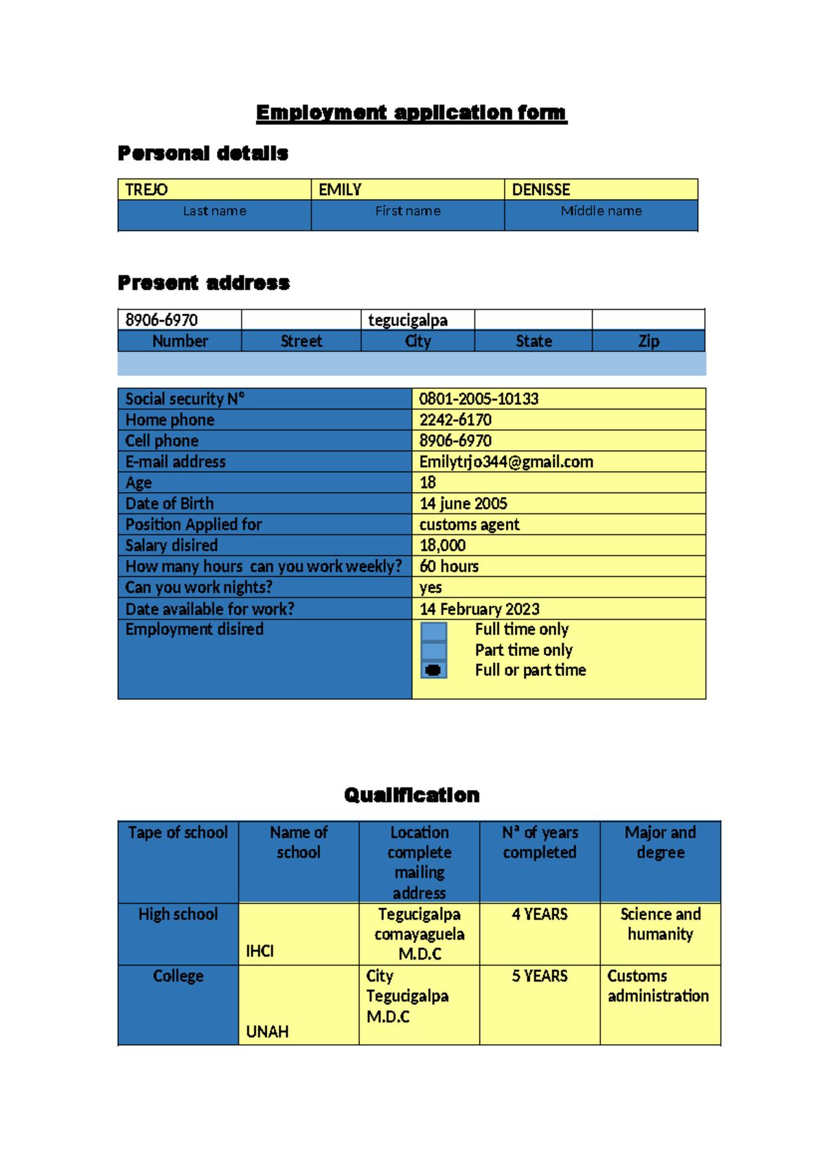 Job application form-2 ED - Employment application form Personal ...
