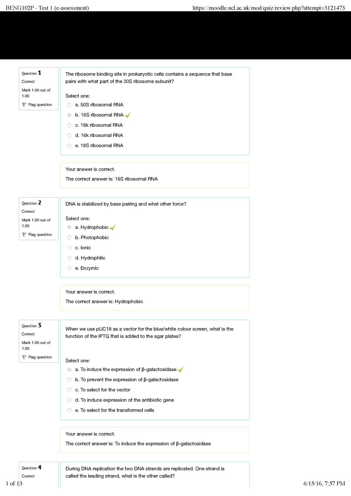 Exam February 2016, questions and answers - Question 11 Correct Mark 1 ...