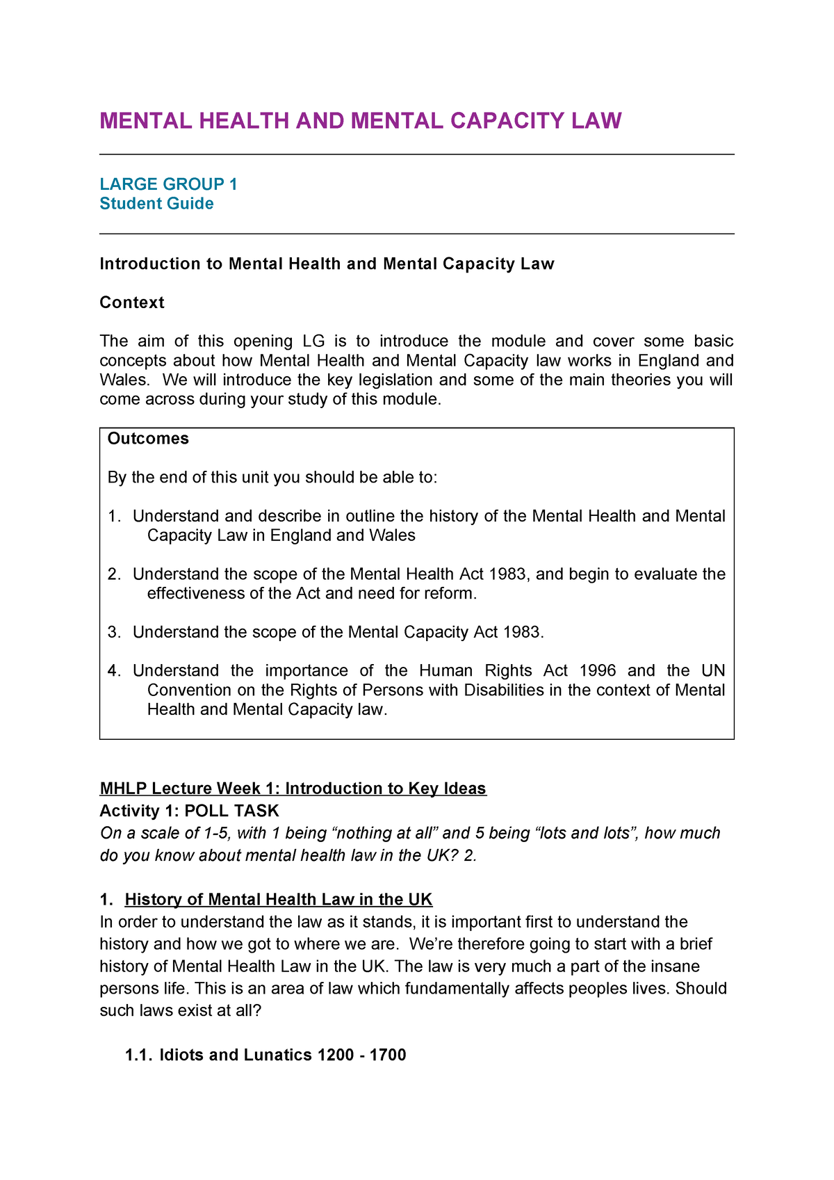 Mental Health And Capacity LG1 - MENTAL HEALTH AND MENTAL CAPACITY LAW ...