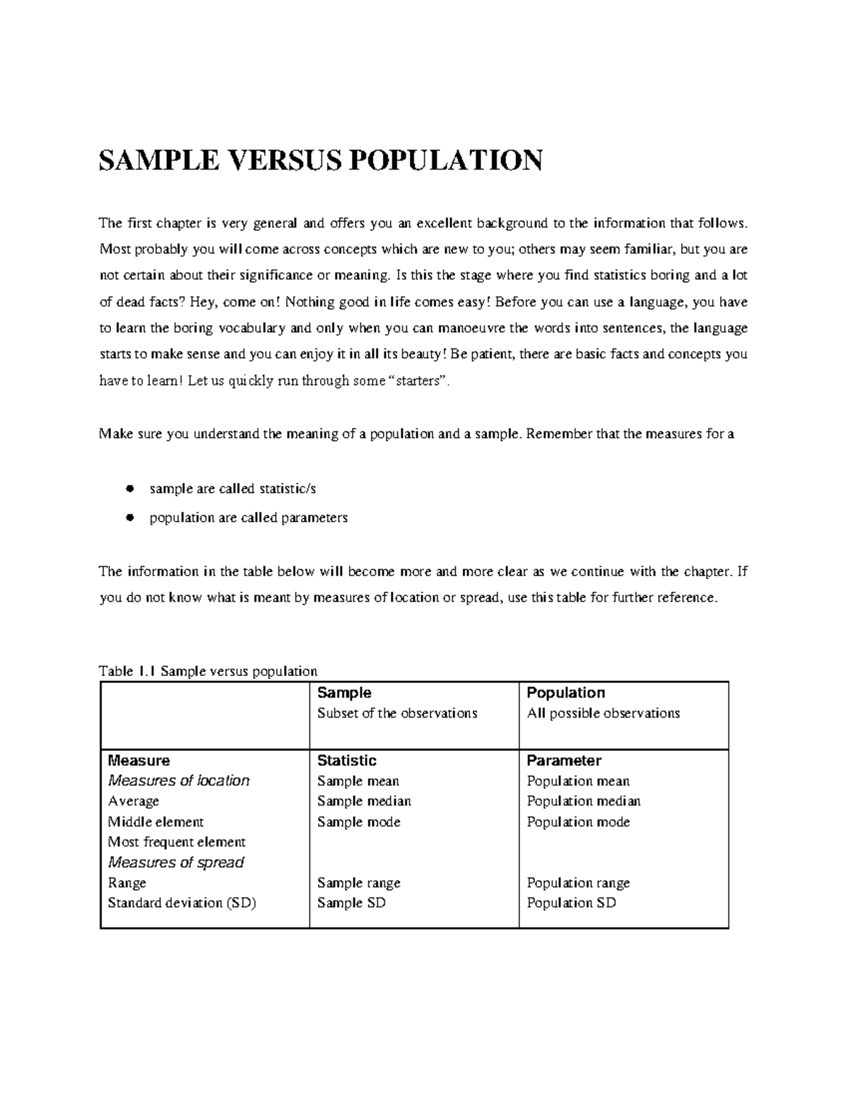 Sample Versus Population Warning Tt Undefined Function 32 Sample Versus Population The First Studocu