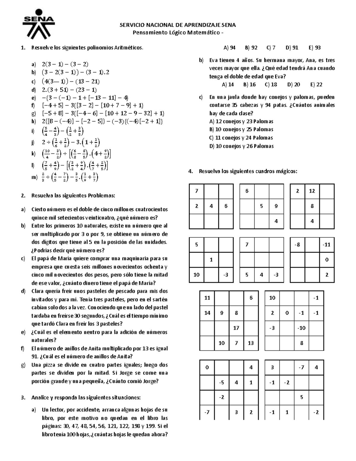 Actividad 7 Taller Pensamiento Logico Matematico - SERVICIO NACIONAL DE ...