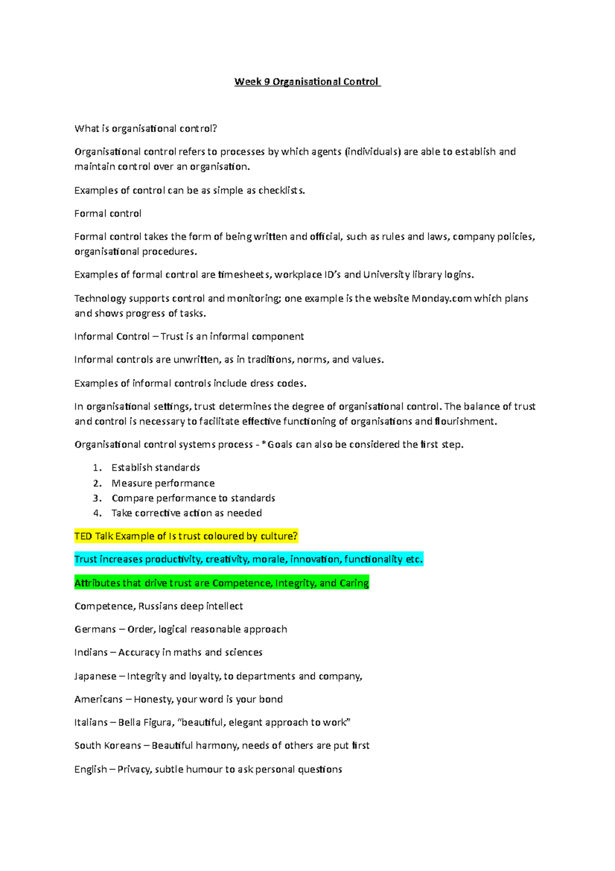 Week 9 Organisational Control - Week 9 Organisational Control What is ...