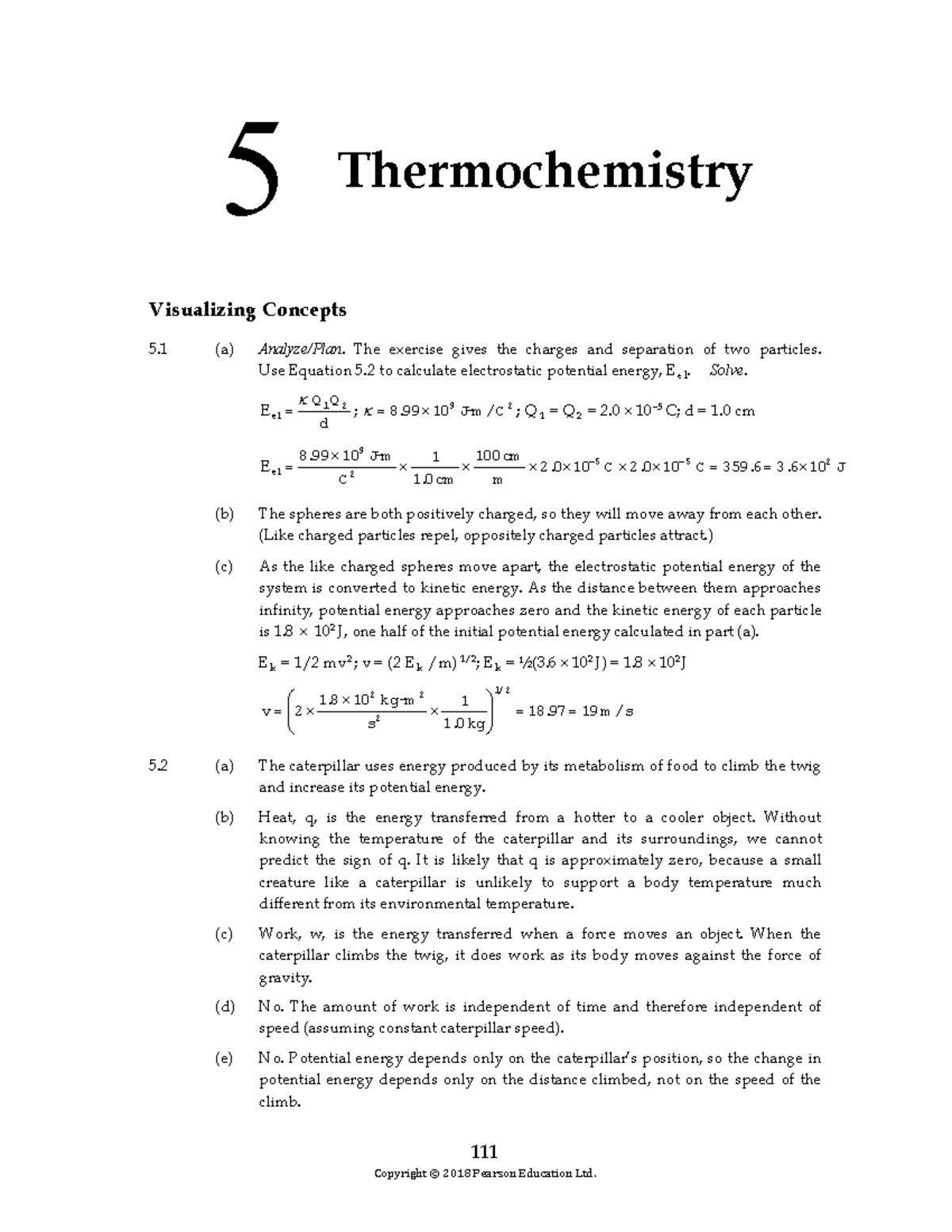 브라운 일반화학 5장 솔루션 - . 111 5 Thermochemistry Visualizing Concepts 5 (a ...