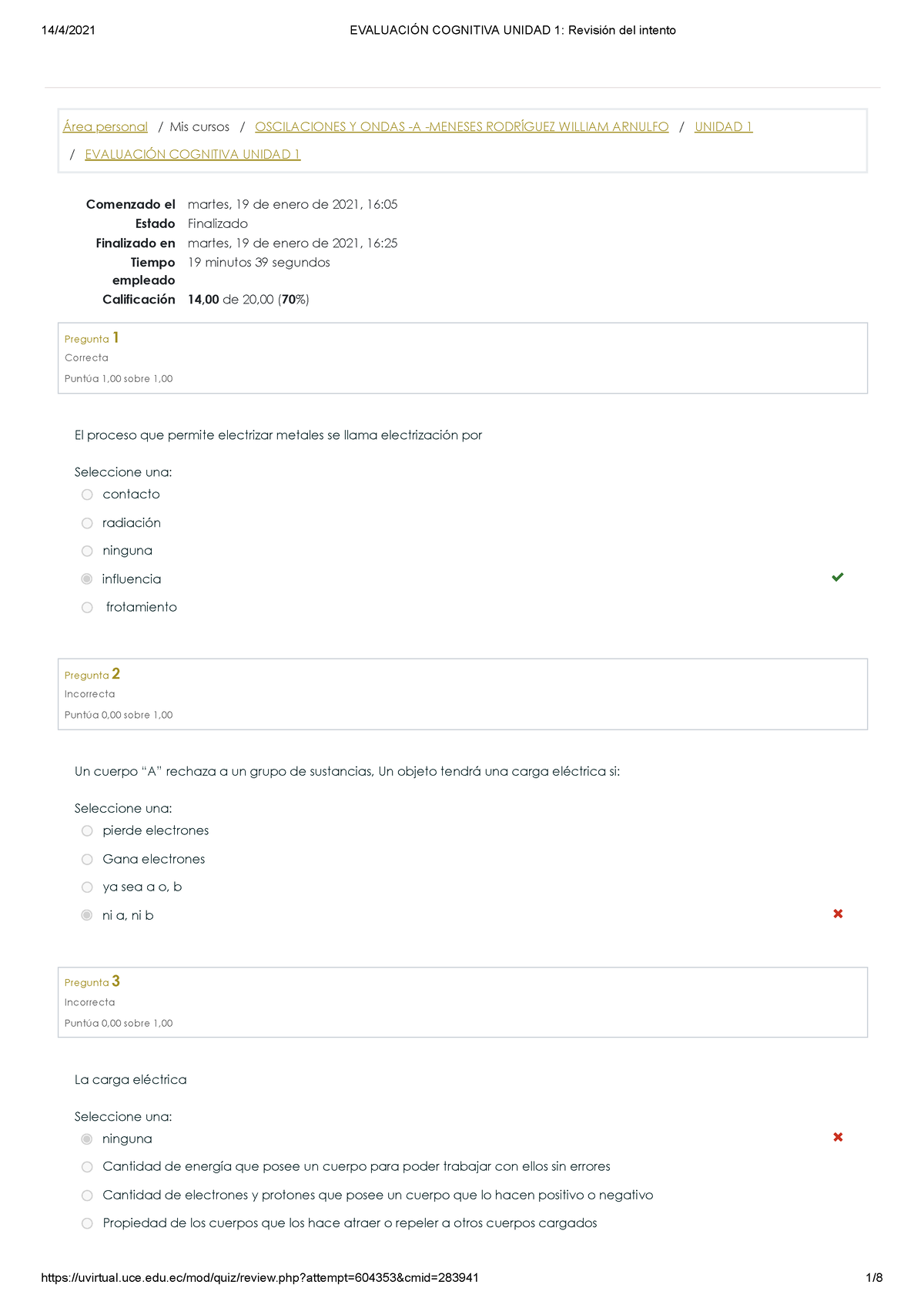 Evaluación Cognitiva Unidad 1 Revisión Del Intento Área Personal Mis Cursos Oscilaciones Y 5634