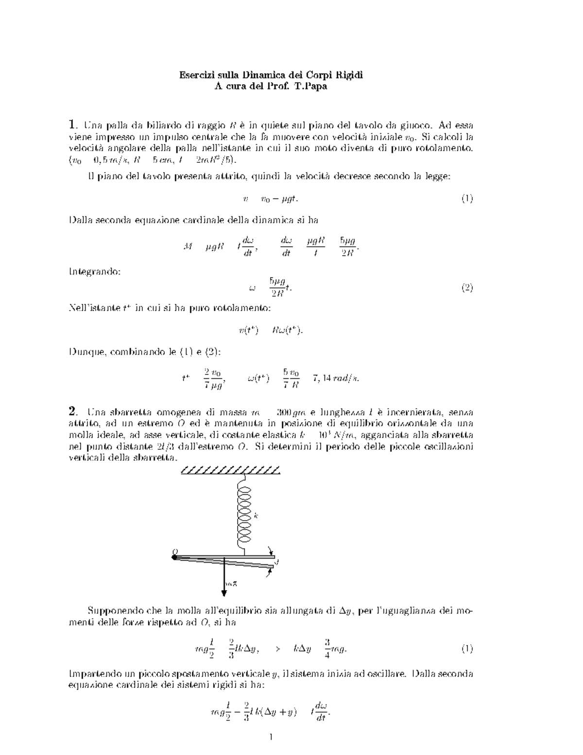 Dinamicacr 04 - Eserciziario Di Fisica 1 - Esercizi Sulla Dinamica Dei ...