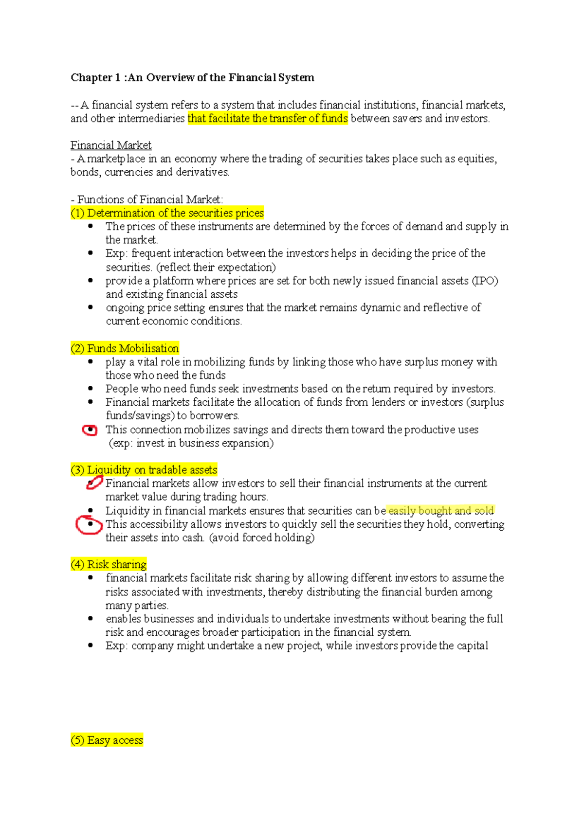 Test Notes - Chapter 1 :An Overview of the Financial System - A ...