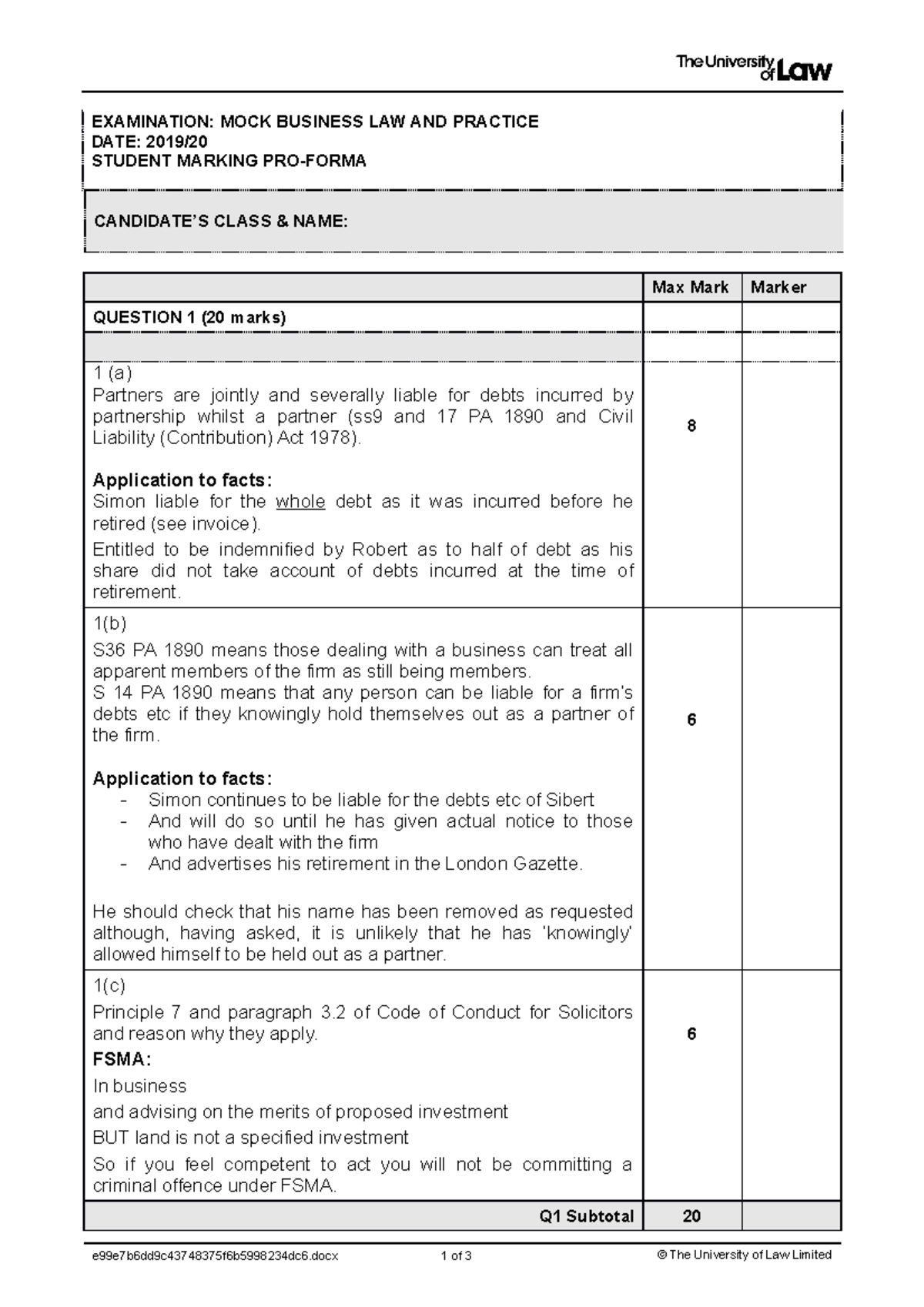 2021 Blp Ce02 Mock Assessment Student Marking Proforma T - EXAMINATION ...