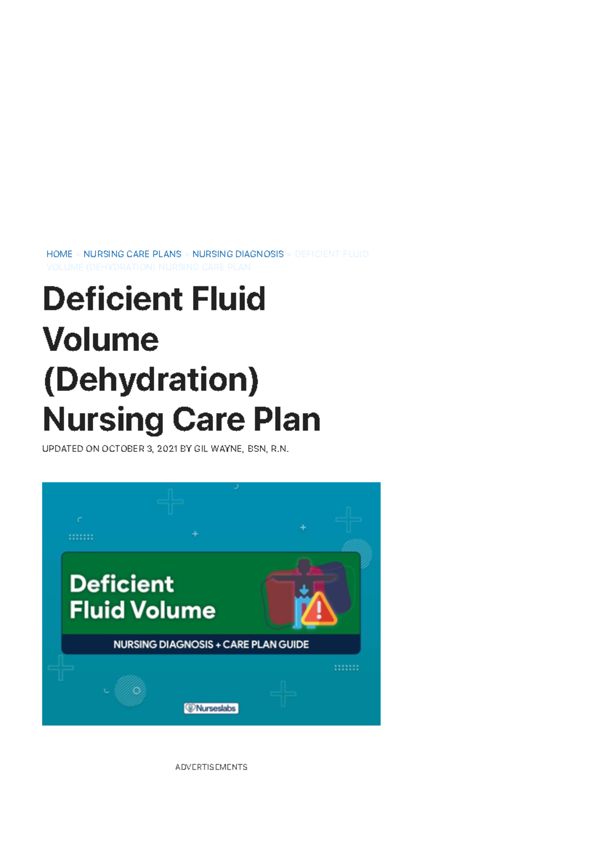 fluid-volume-deficit-dehydration-nursing-care-plan-nurseslabs