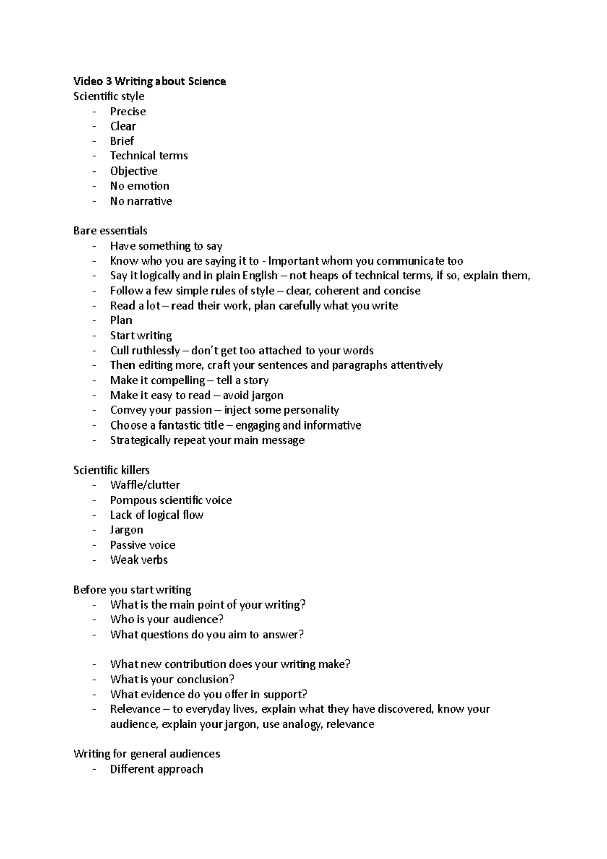 Writing about Science: Scientific Style and Effective Communication ...