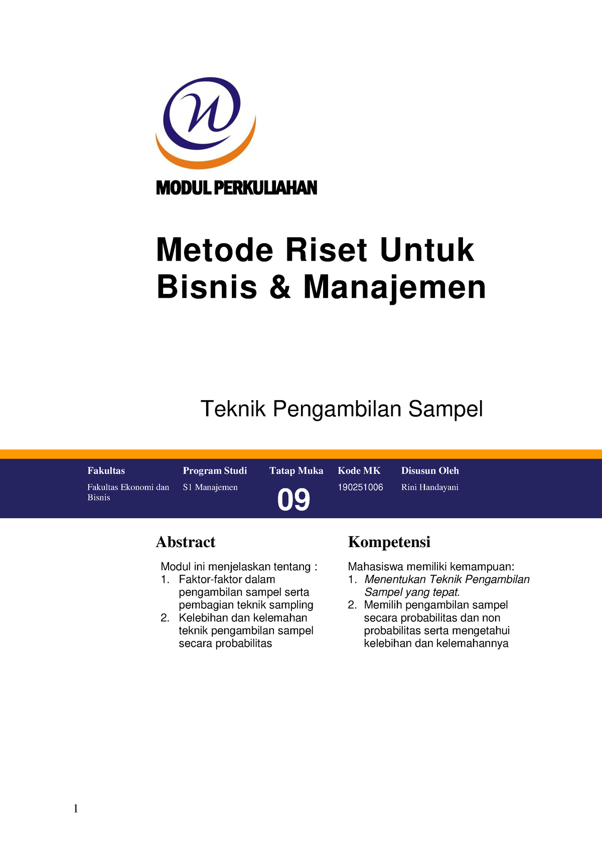 Modul Pertemuan 9 - About Business - 1 MODUL PERKULIAHAN Metode Riset ...