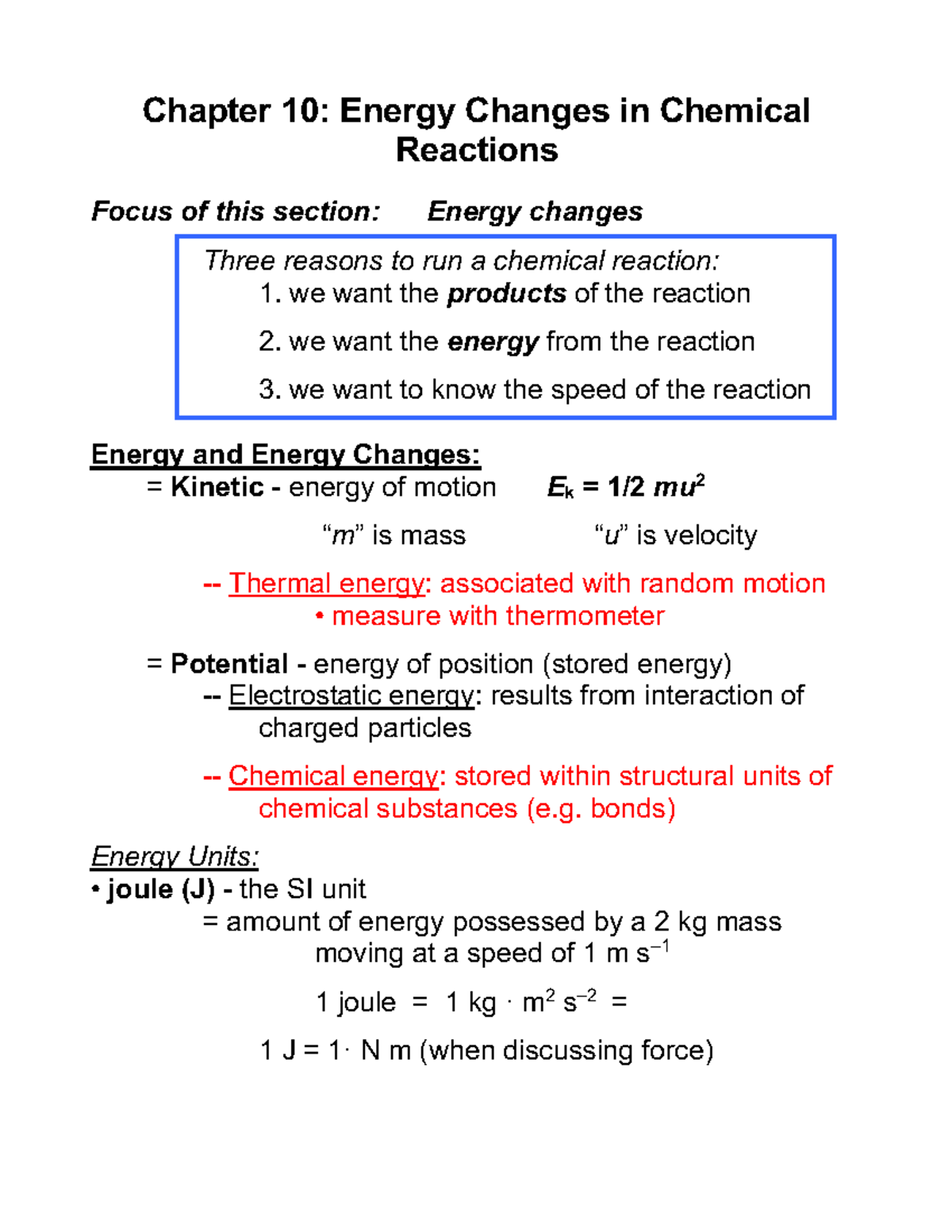 Chapter 10 pt1 Energy Changes and Flow - Chapter 10: Energy Changes in ...