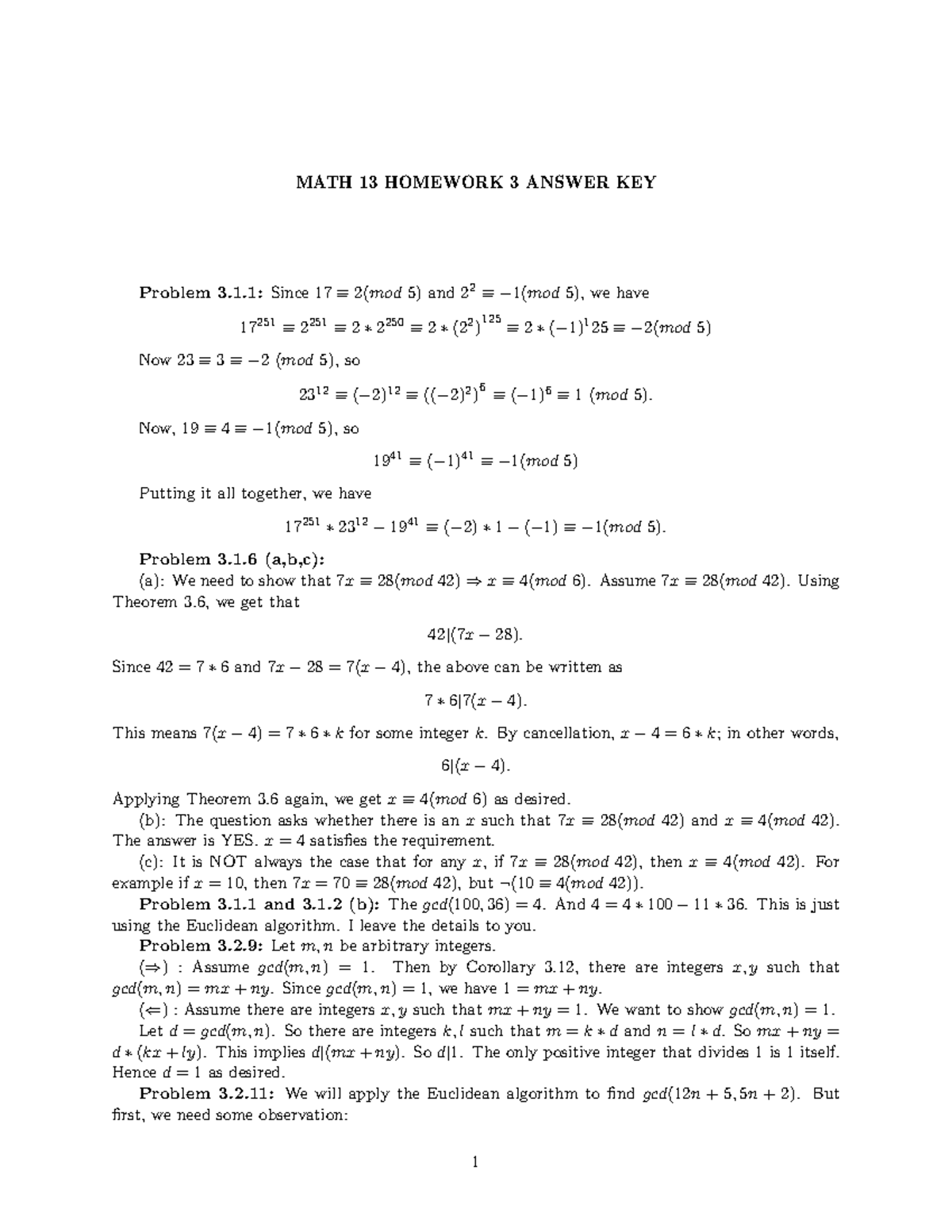 Hw3Answer Key - hw questions with description - MATH 13 HOMEWORK 3 ...