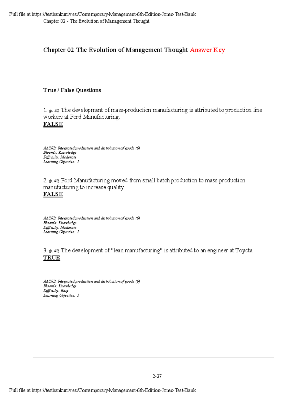 Ch2 history - test - Chapter 02 - The Evolution of Management Thought 2 ...