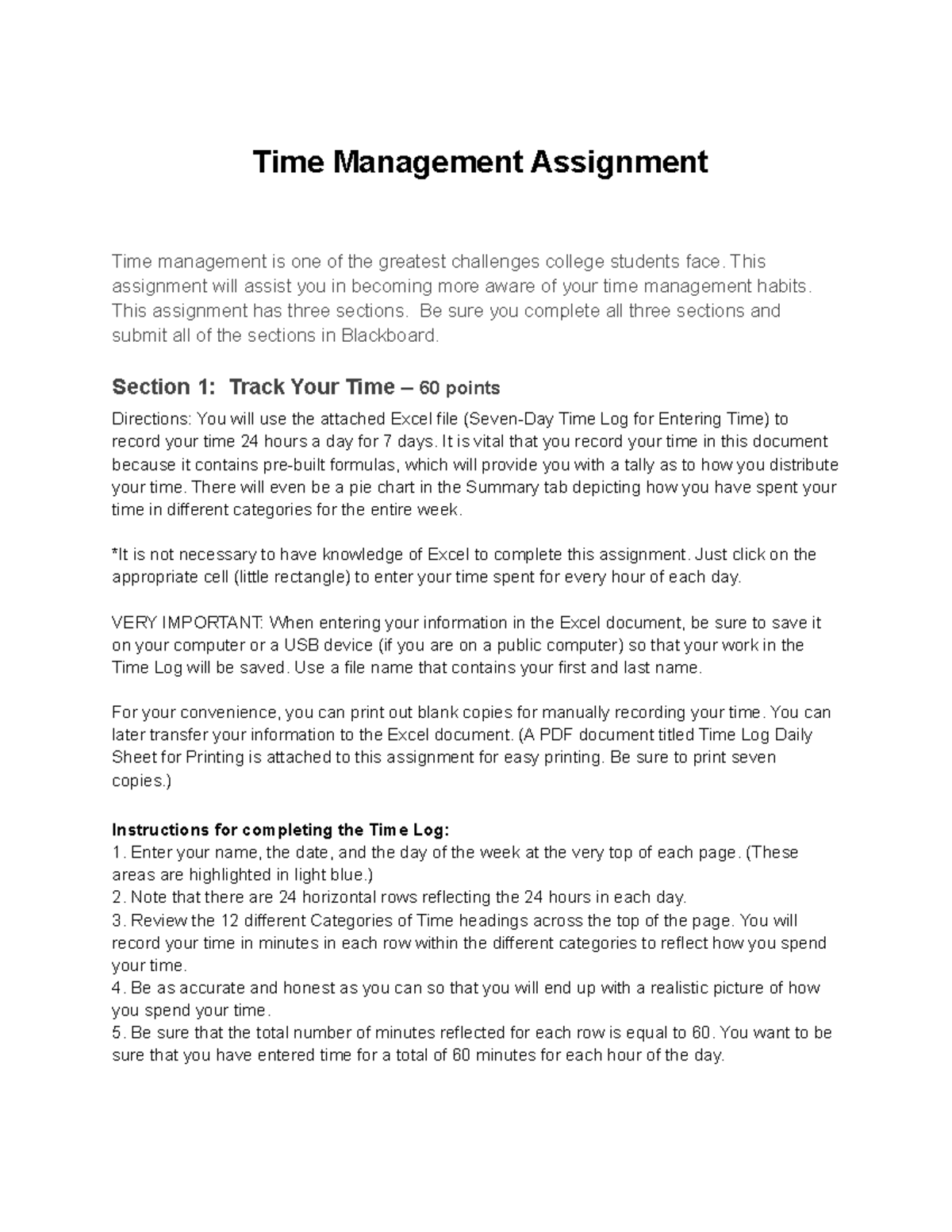 time assignment meaning