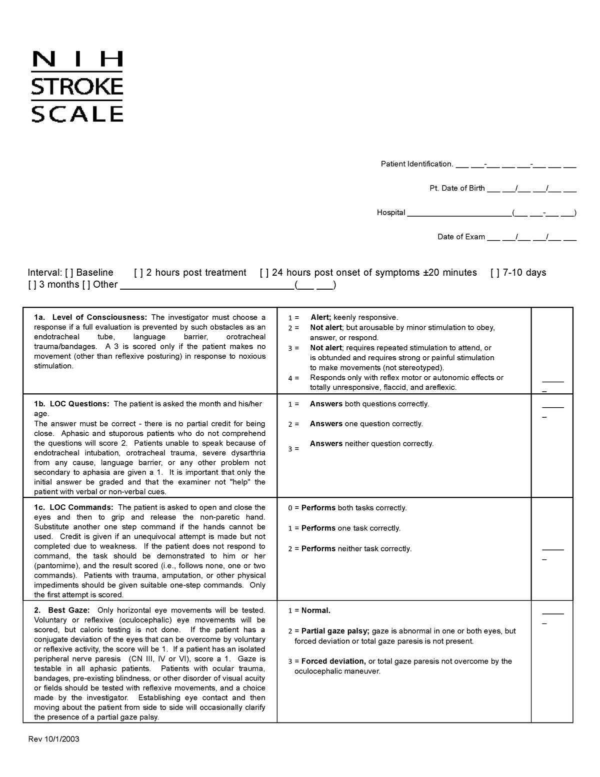 NIH Stroke Scale 508C (NEW) - Patient Identification ...