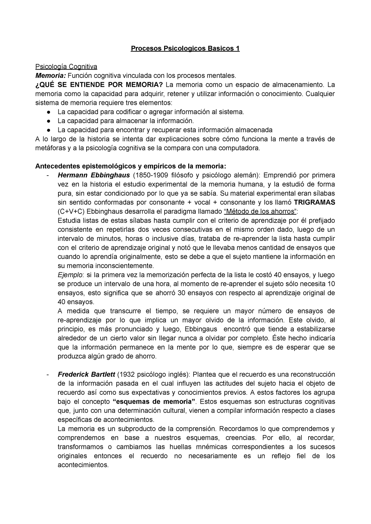 Resumen Procesos Psicologicos Basicos 1 - Procesos Psicologicos Basicos ...