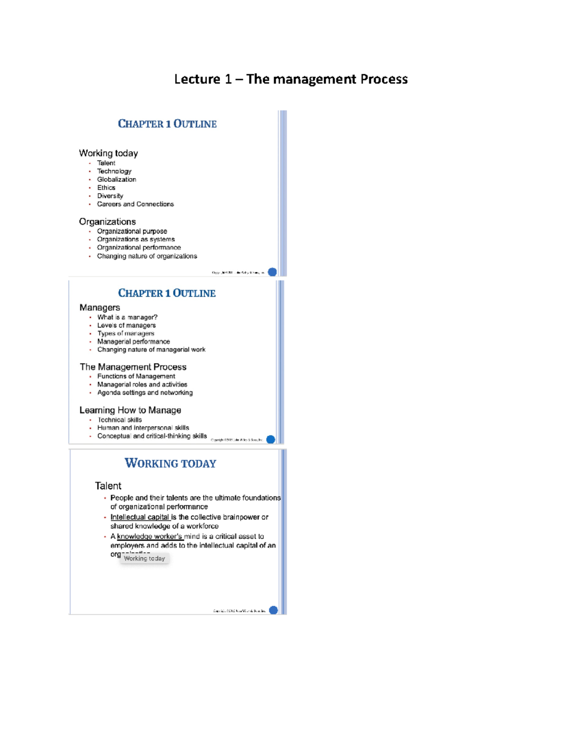 Lecture 1 - The management process - Business statistics - Lecture 1 ...