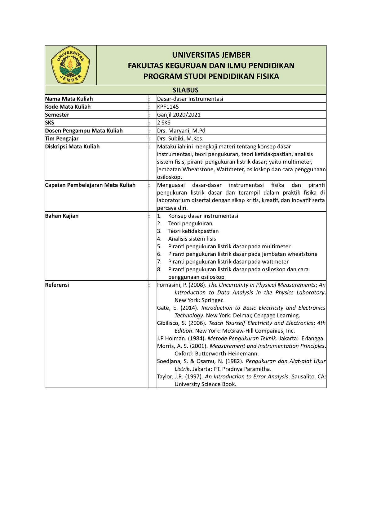 2. Silabus DDI 2020 - UNIVERSITAS JEMBER FAKULTAS KEGURUAN DAN ILMU ...