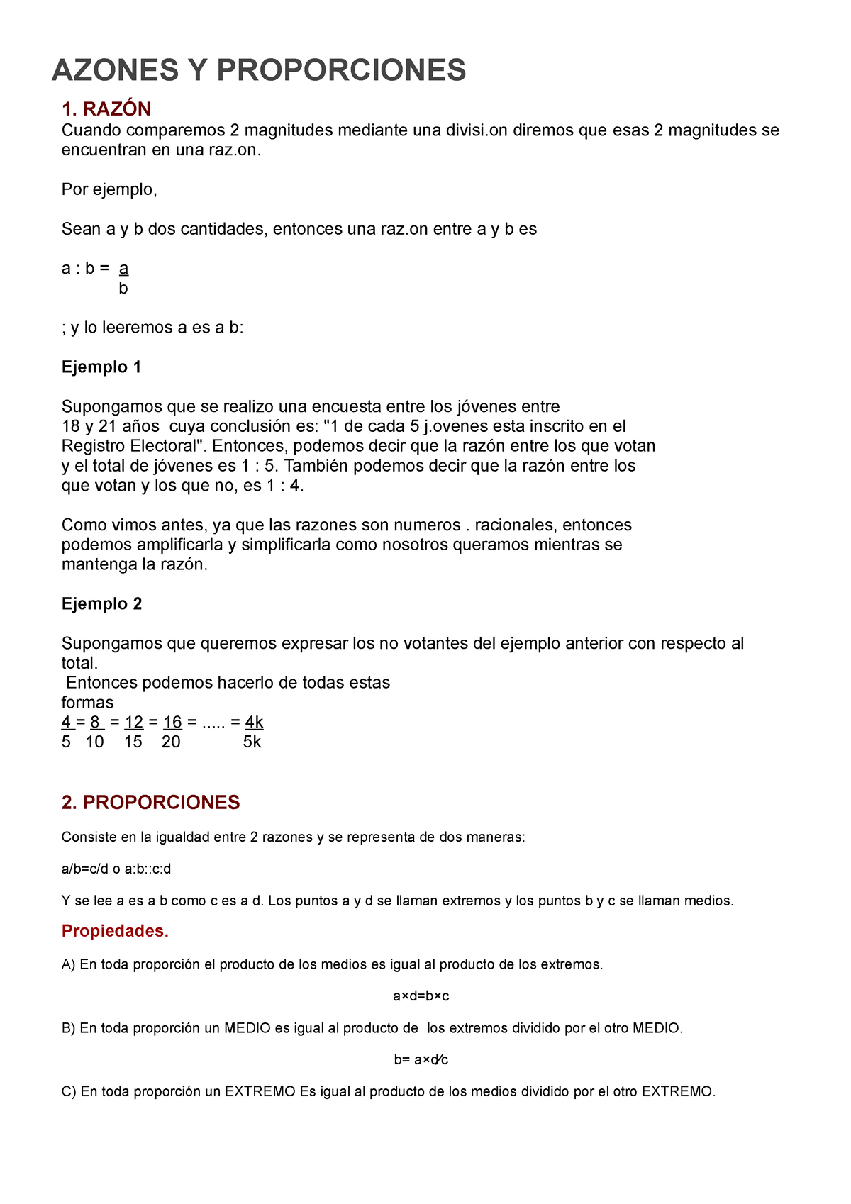 7 Razones Y Proporciones 18 Abril - AZONES Y PROPORCIONES 1. RAZÓN ...