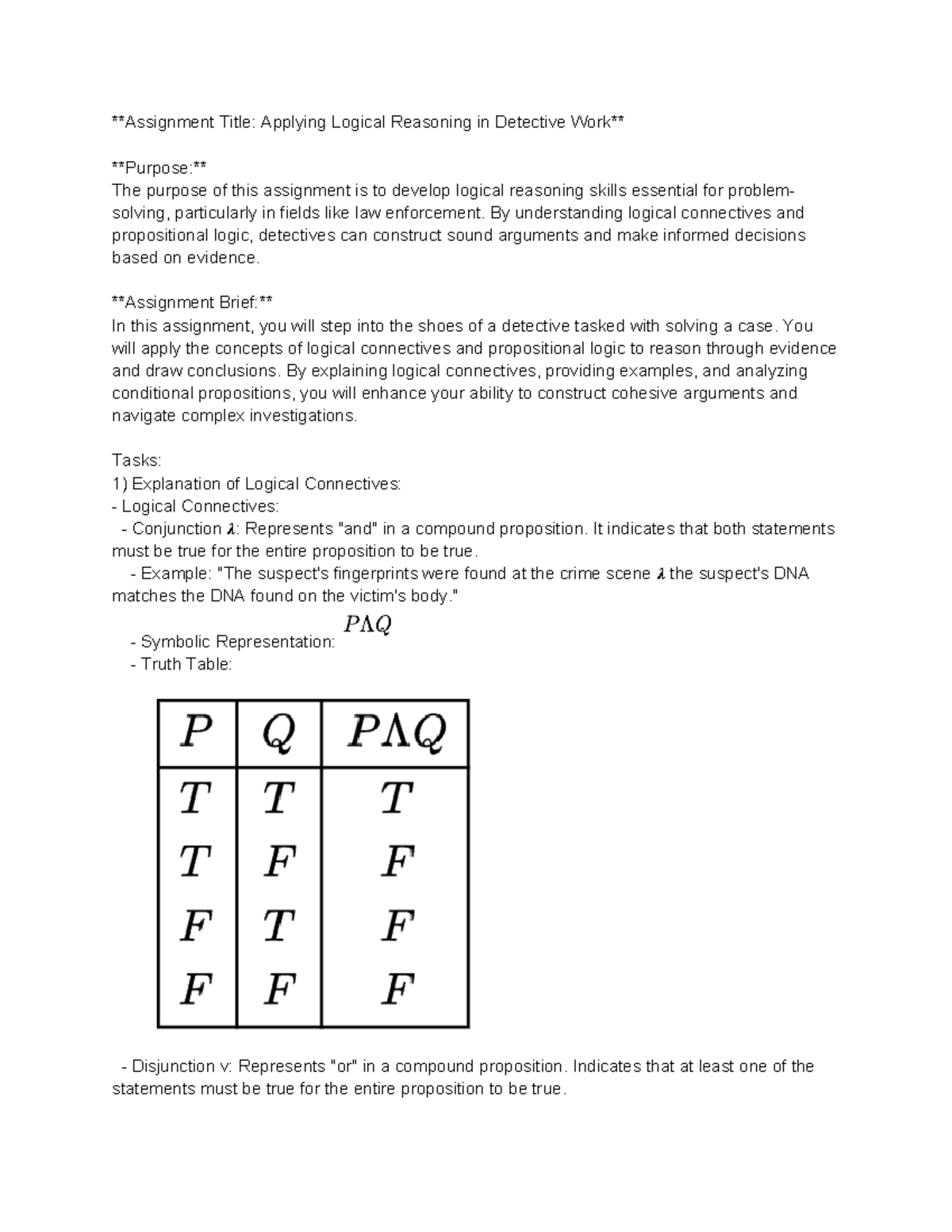 Assignment Unit 4 - Assignment Title: Applying Logical Reasoning in ...