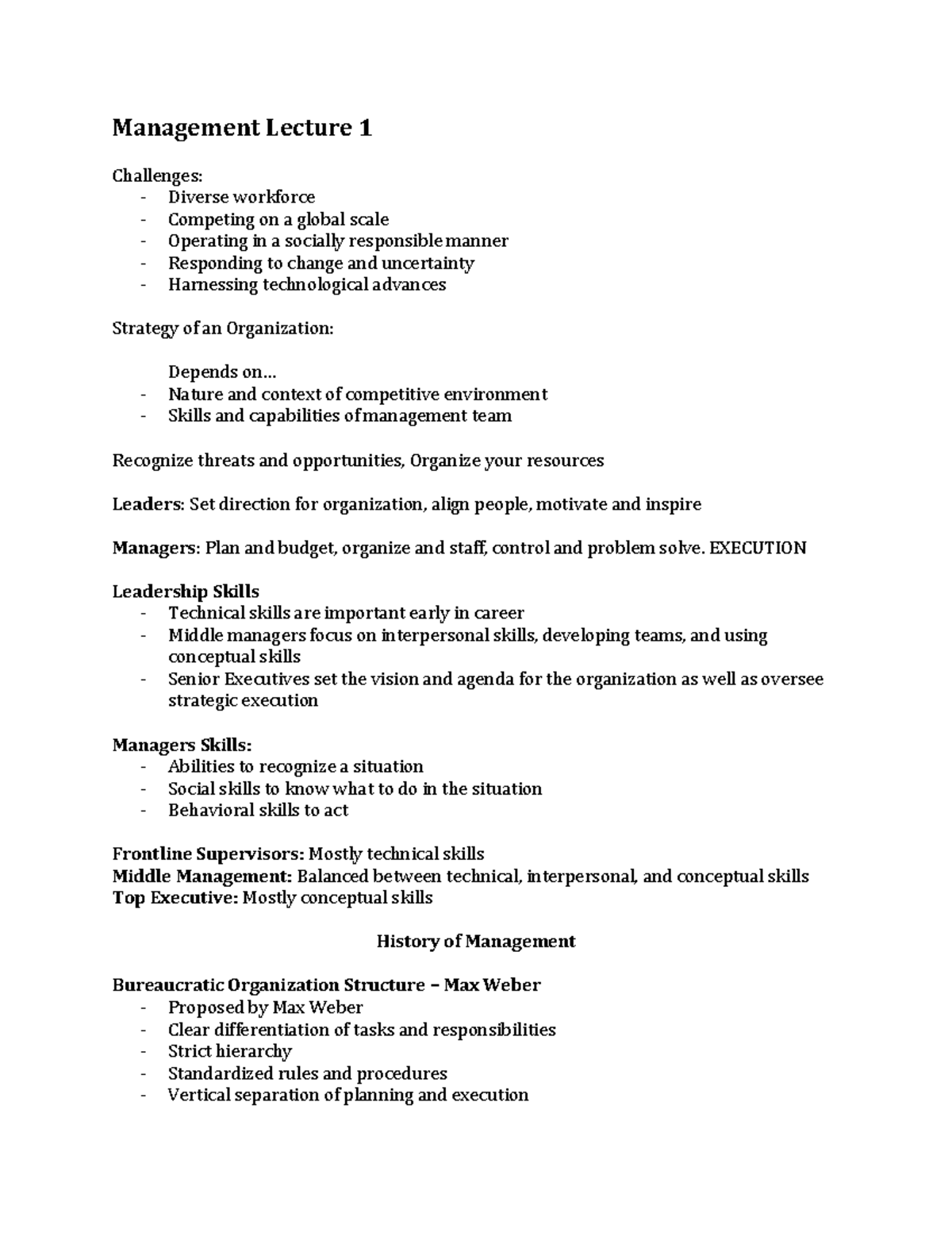 Management Lecture 1 - Managing People in Organizations - Management ...
