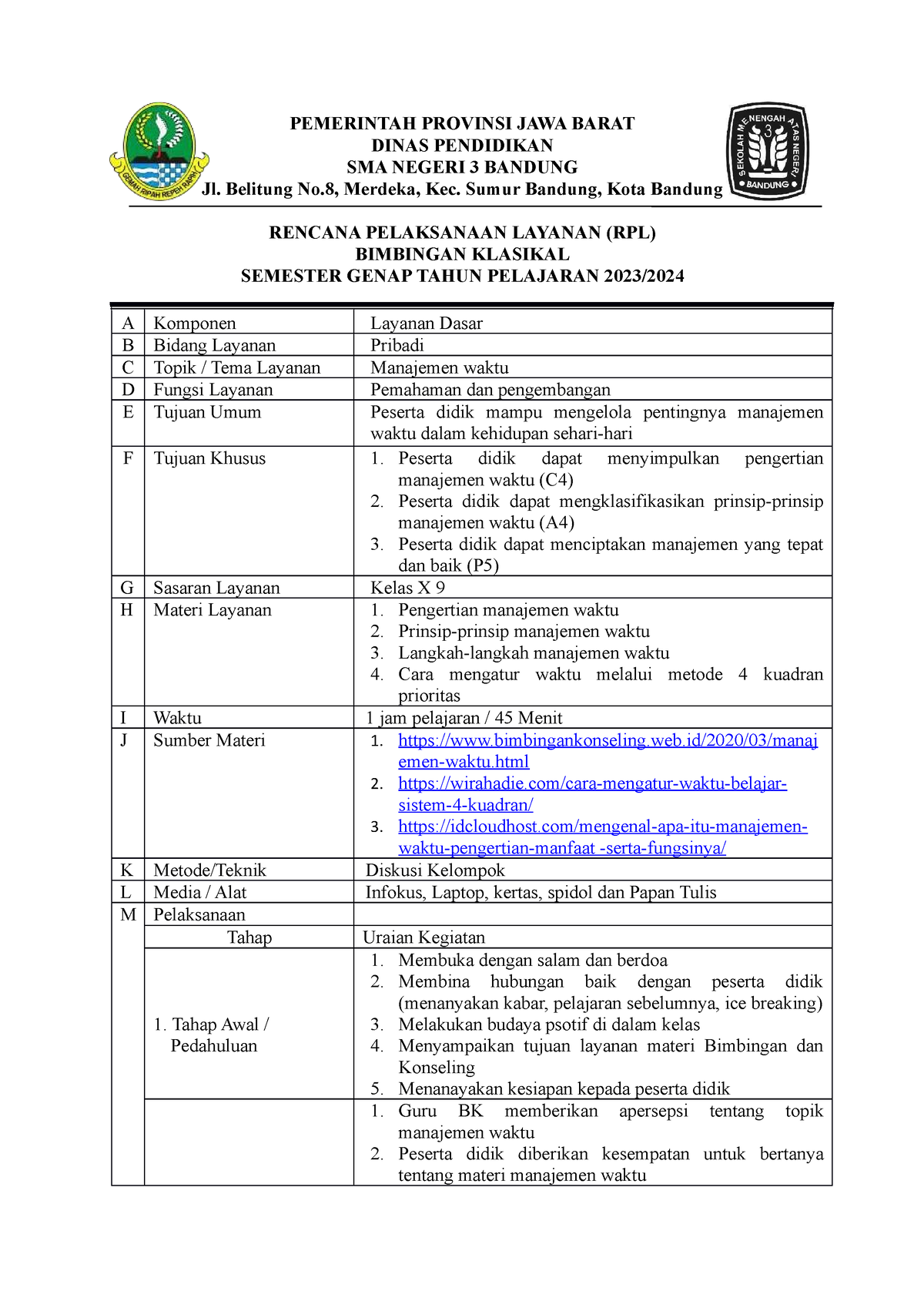 RPL Bimbingan Klasikal Manajemen Waktu - PEMERINTAH PROVINSI JAWA BARAT ...