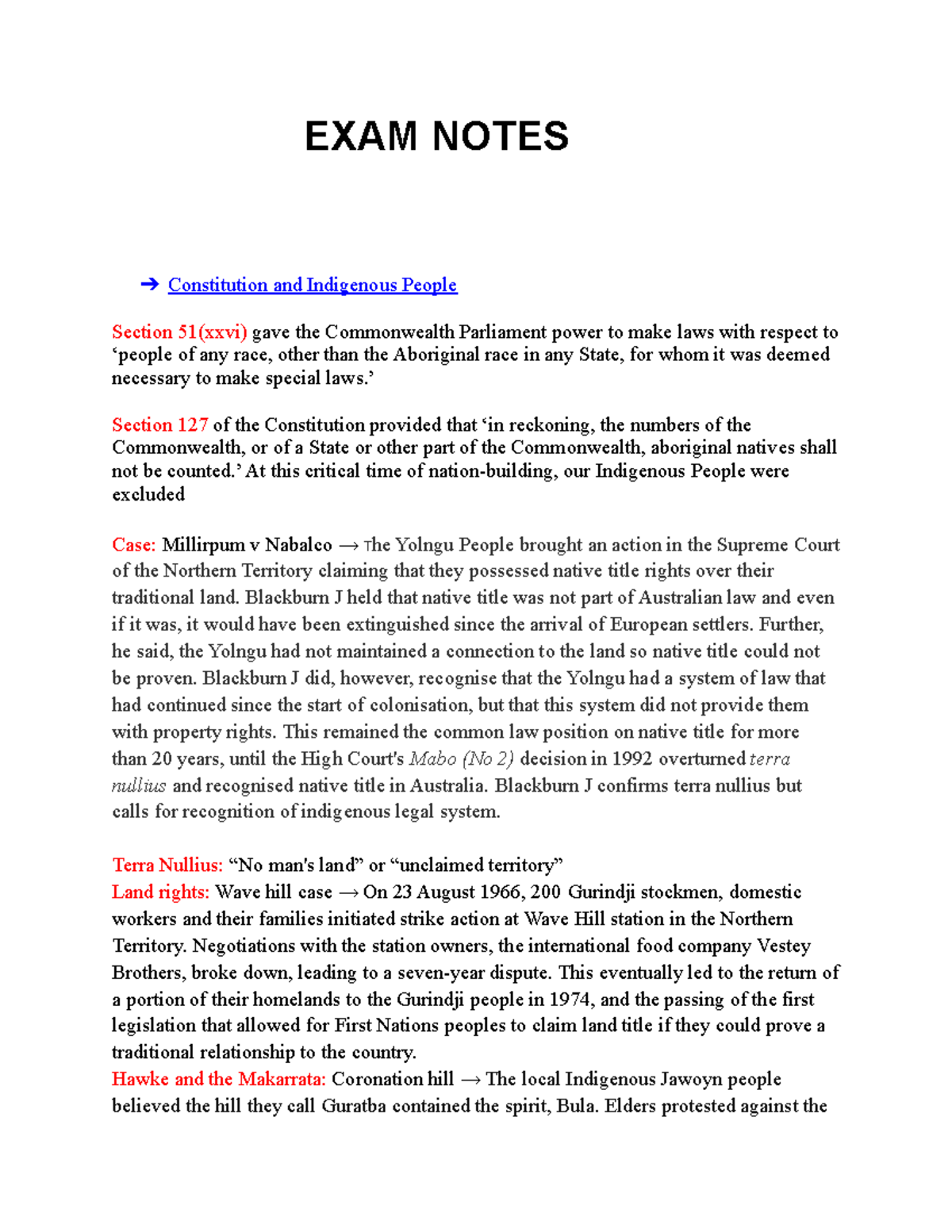 EXAM Notes - 2022 - EXAM NOTES Constitution and Indigenous People ...