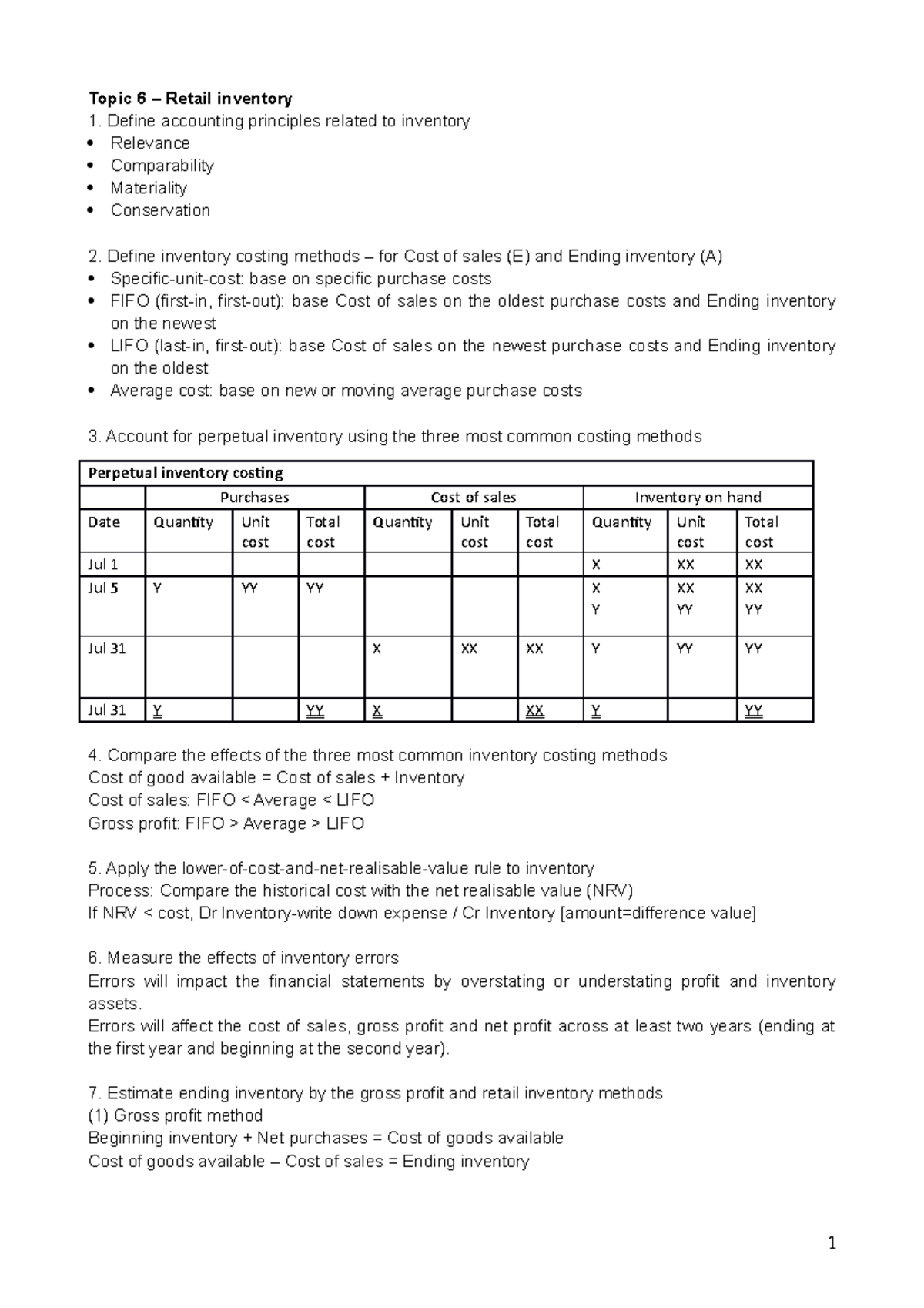 Topic 6 Retail Inventory - Topic 6 Retail Inventory 1. Define 