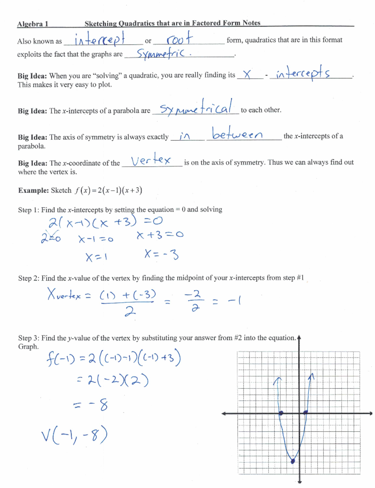 Sketching Quadratics in Factored Form - MAT 121 - Studocu