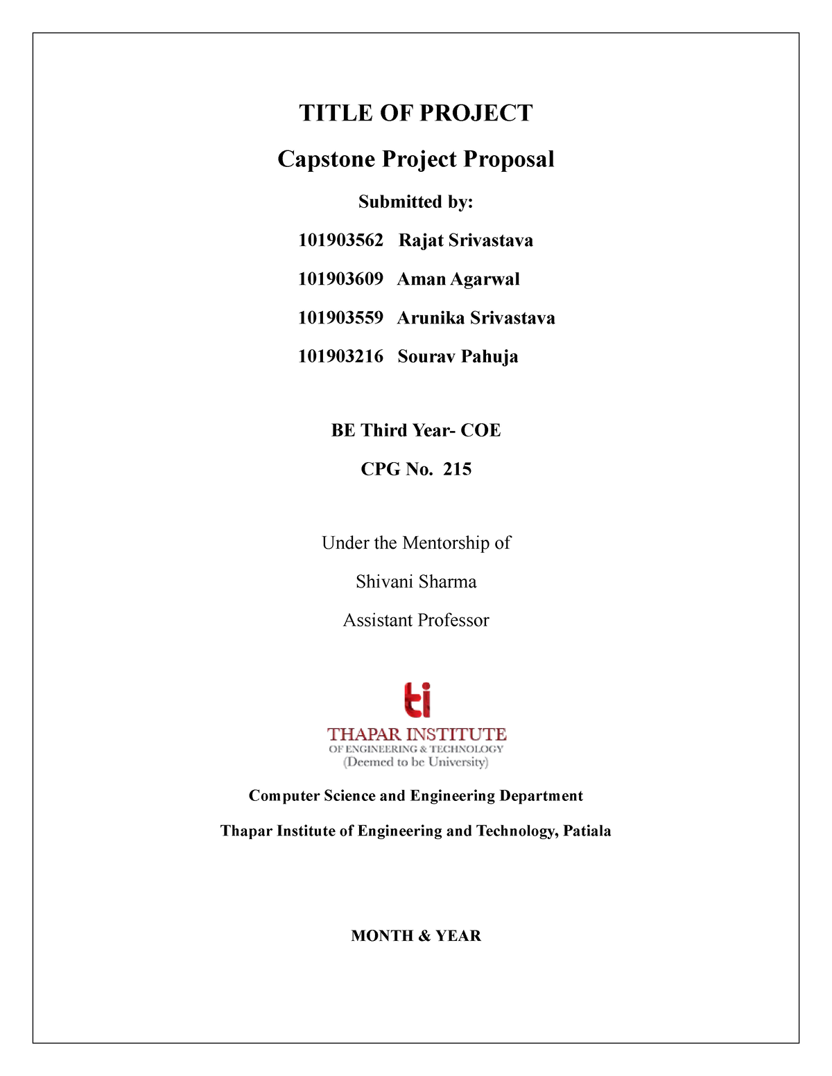 capstone project title proposal for information technology