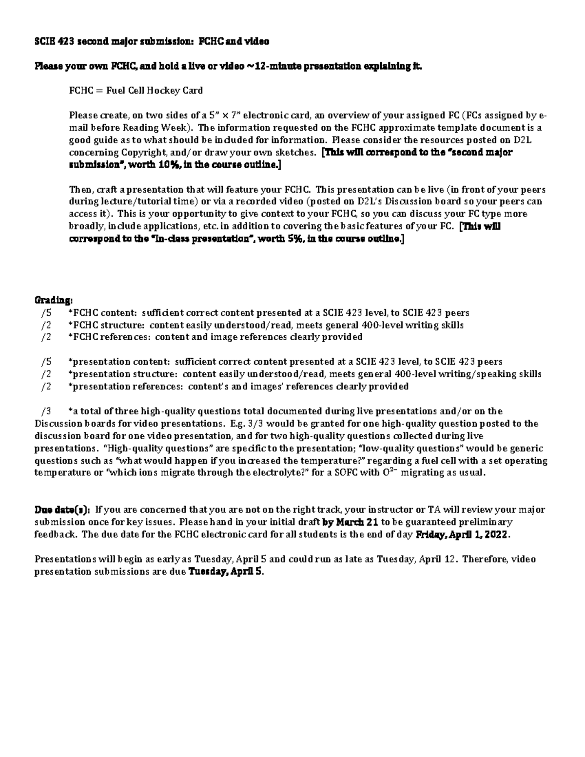 SCIE 423 second major submission instructions - 403 - UCalgary - StuDocu